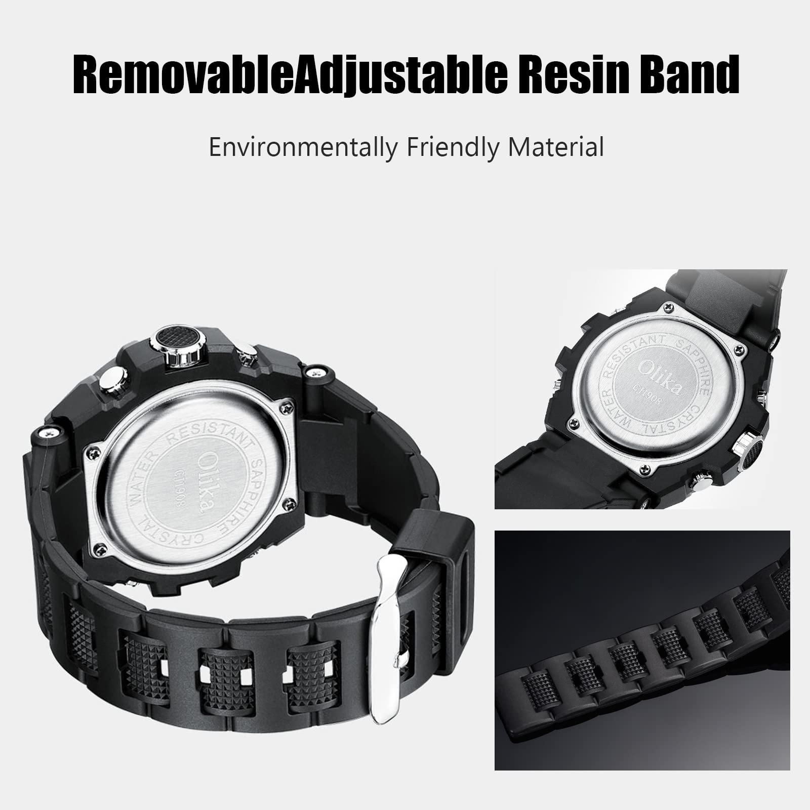 RORIOS Men's Digital Sports Watch - Waterproof Military Watch with Alarm, Timer, Stopwatch & Luminous Display | Durable Wristwatch for Running, Hiking, Swimming & Outdoor Activities