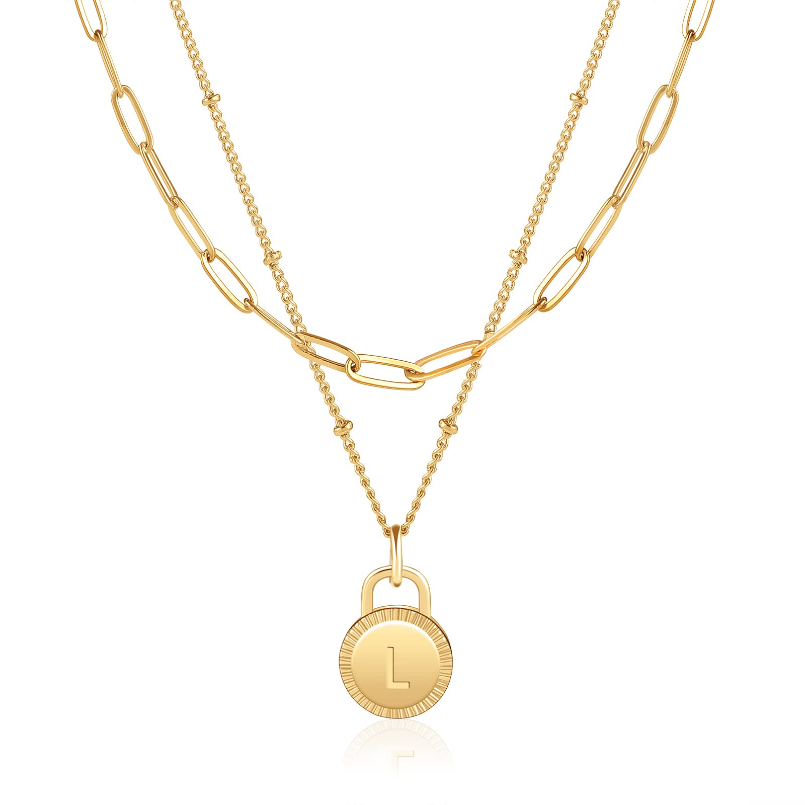 Lukieny 18K Gold Plated Round Lock Necklace for Women - Dainty Initial Pendant, Personalized Trendy Jewelry Gift for Girls | Birthday, Anniversary, Valentine's Day