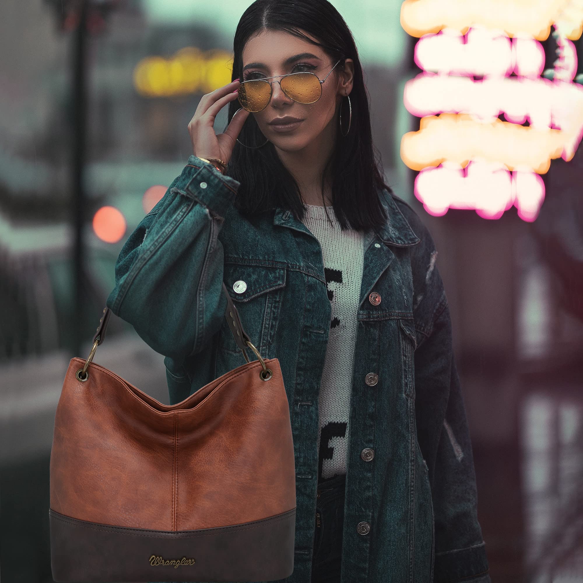 Wrangler Vegan Leather Hobo Bags for Women - Stylish Top Handle Shoulder Purses & Handbags | Perfect for Work, Travel & Everyday Use