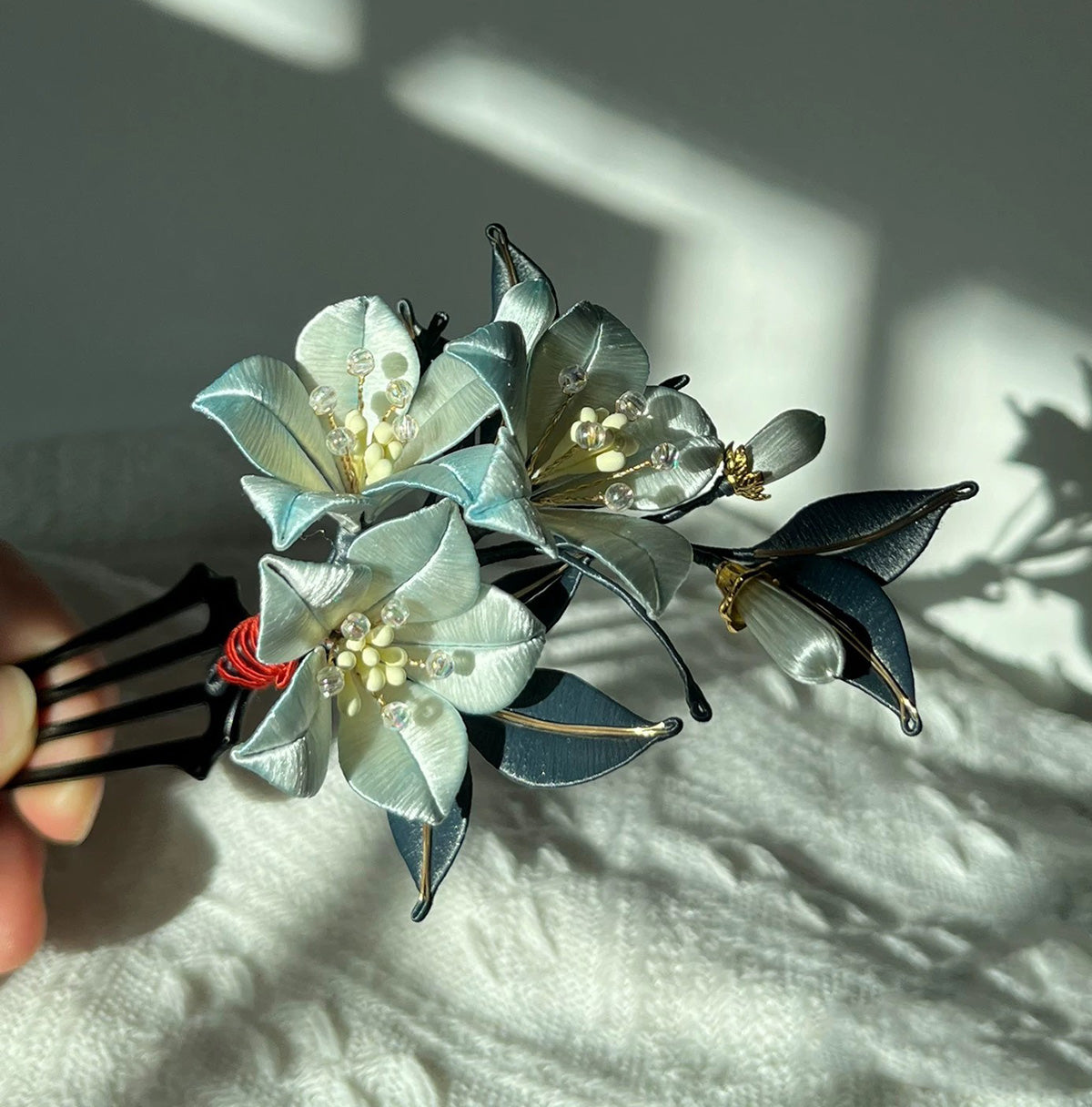 Lingxiao Custom Silk Hairpin (Chanhua) - Elegant Handmade Hair Accessory for Weddings, Parties & Traditional Chinese Outfits