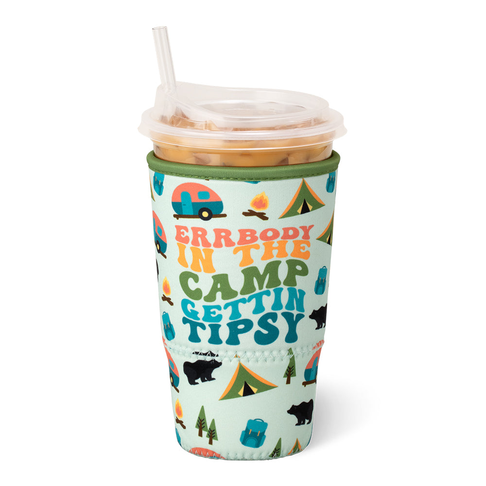 Errbody In The Camp Large Iced Cup Coolie - 20oz Insulated Tumbler with Lid and Straw for Camping, Beach, and Outdoor Adventures