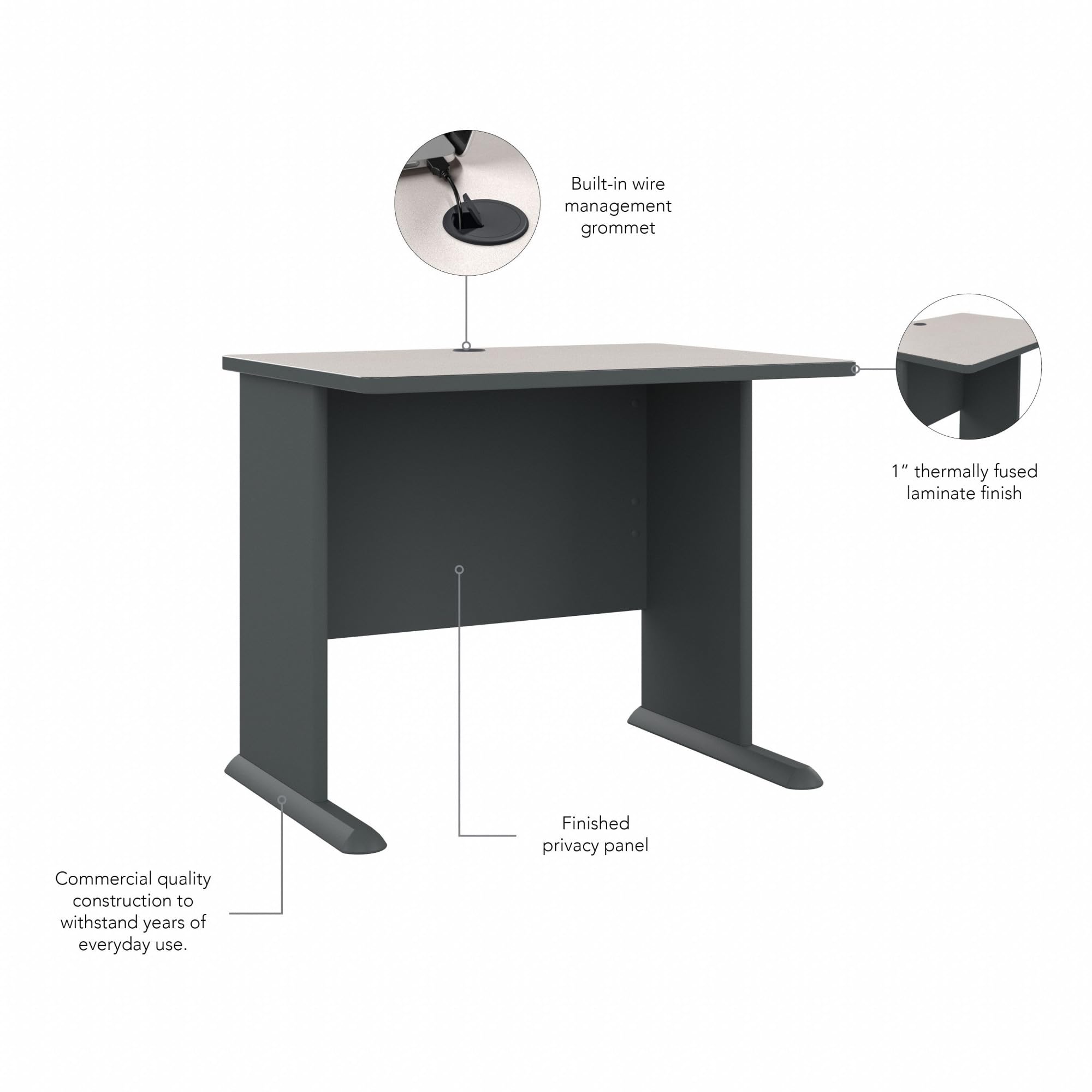 Bush Business Furniture Series A 36W Small White Spectrum & Slate Compact Computer Desk - Home Office & Professional Workspace Solution for Small Spaces & Workstations