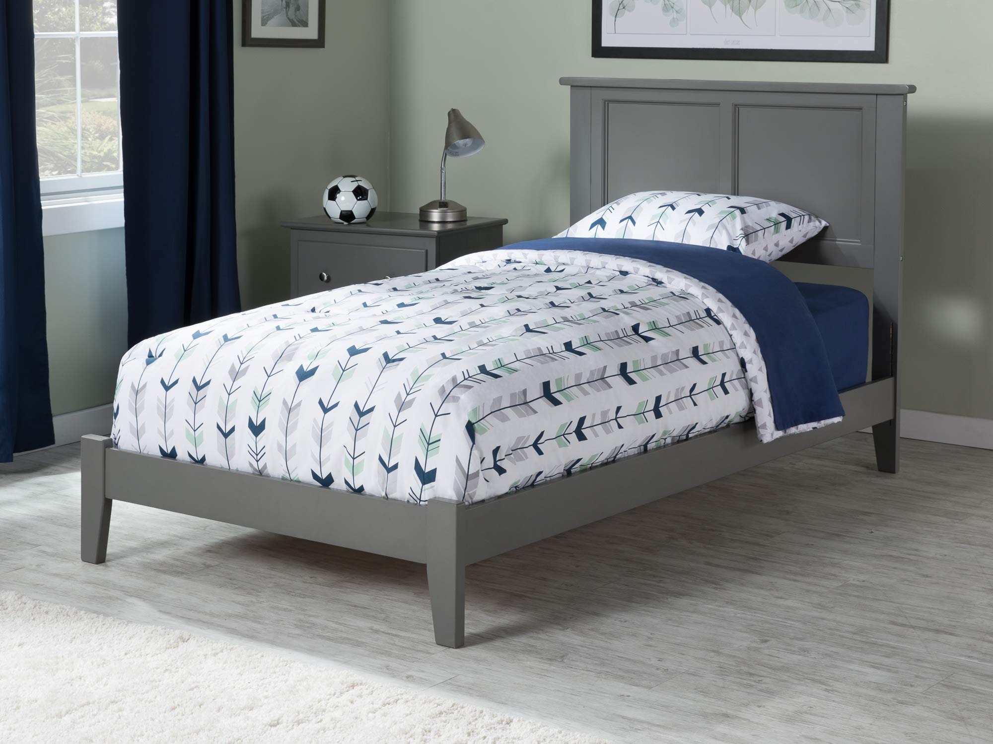 AFI Madison Twin Size Foundation Bed Frame with USB Charging Ports, Grey - Perfect for Small Bedrooms, Guest Rooms & Kids' Rooms