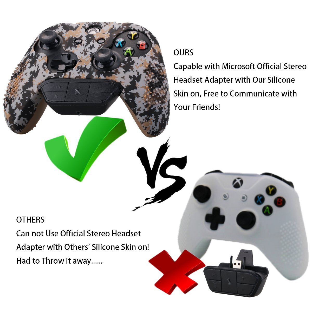 9CDeer Custom Camo Silicone Cover with Thumb Grips for Xbox One/S/X Controller - Protective Skin Sleeve Case with Studded Design (Brown) - Compatible with Official Stereo Headset Adapter - Perfect for Gaming, Travel Protection & Personalized Style