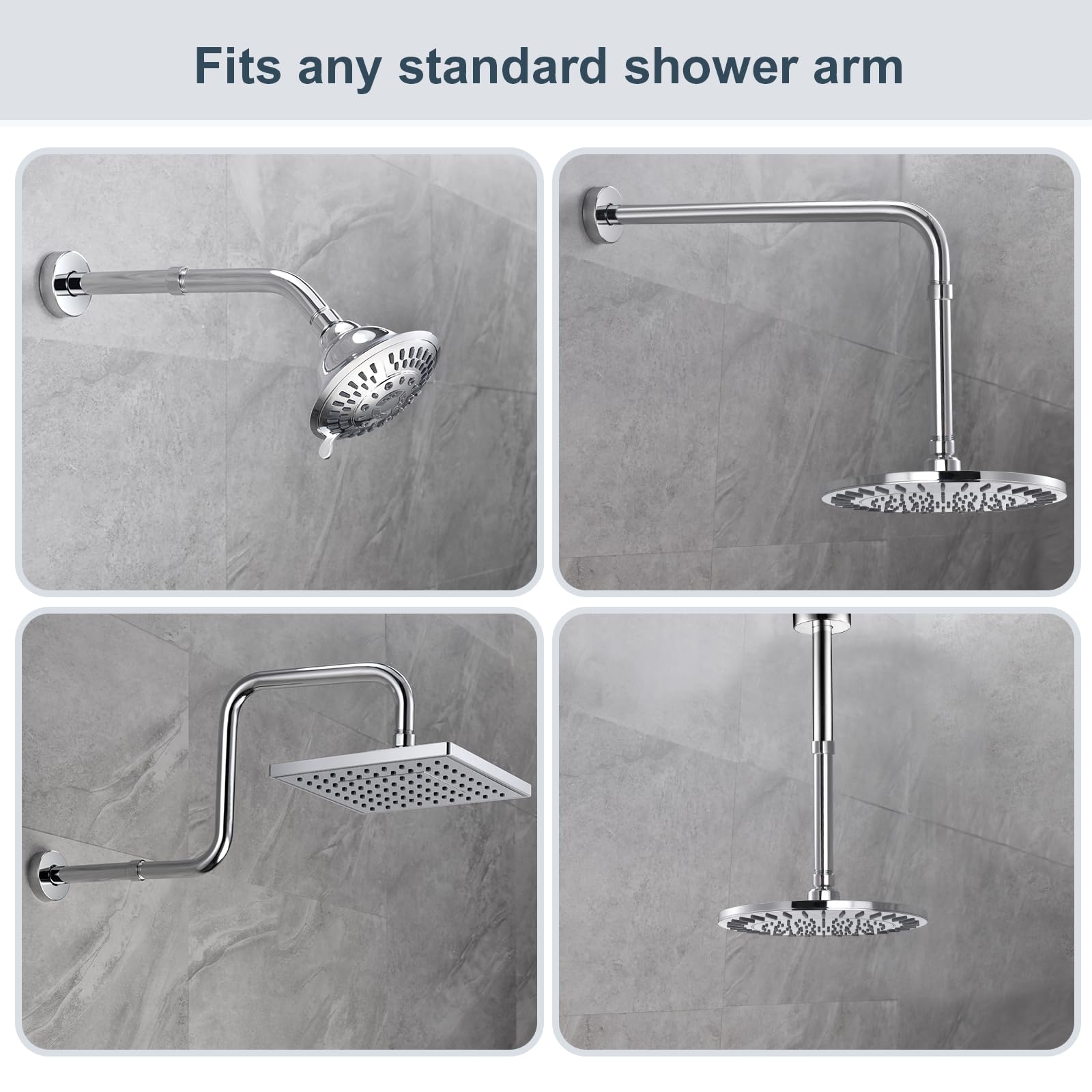 BRIGHT SHOWERS 6 Inch Shower Arm Extender - Adjustable Chrome Pipe Extension for Rain & Handheld Shower Heads | Perfect for Bathroom Renovation & Accessibility Needs