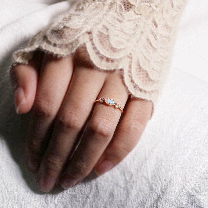 Opal Gemstone Necklace and Ring Set - Sterling Silver Jewelry for Women | Elegant Gift for Birthday, Anniversary & Special Occasions | HJZB 288