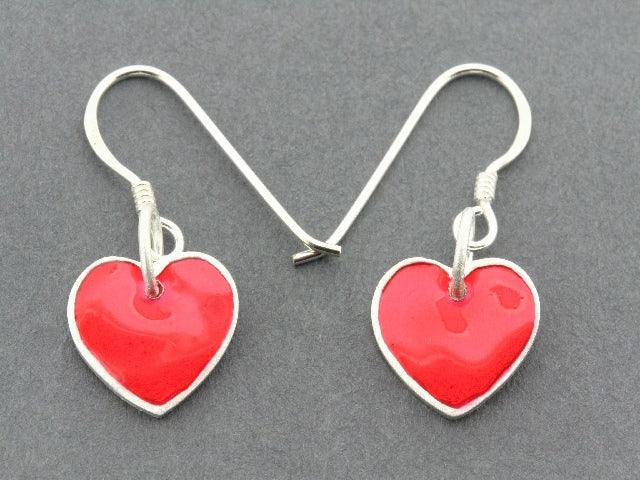 Handmade Red Heart Drop Earrings - Enamel Dangle Earrings for Women, Valentine's Day Gift, Party & Date Night Jewelry