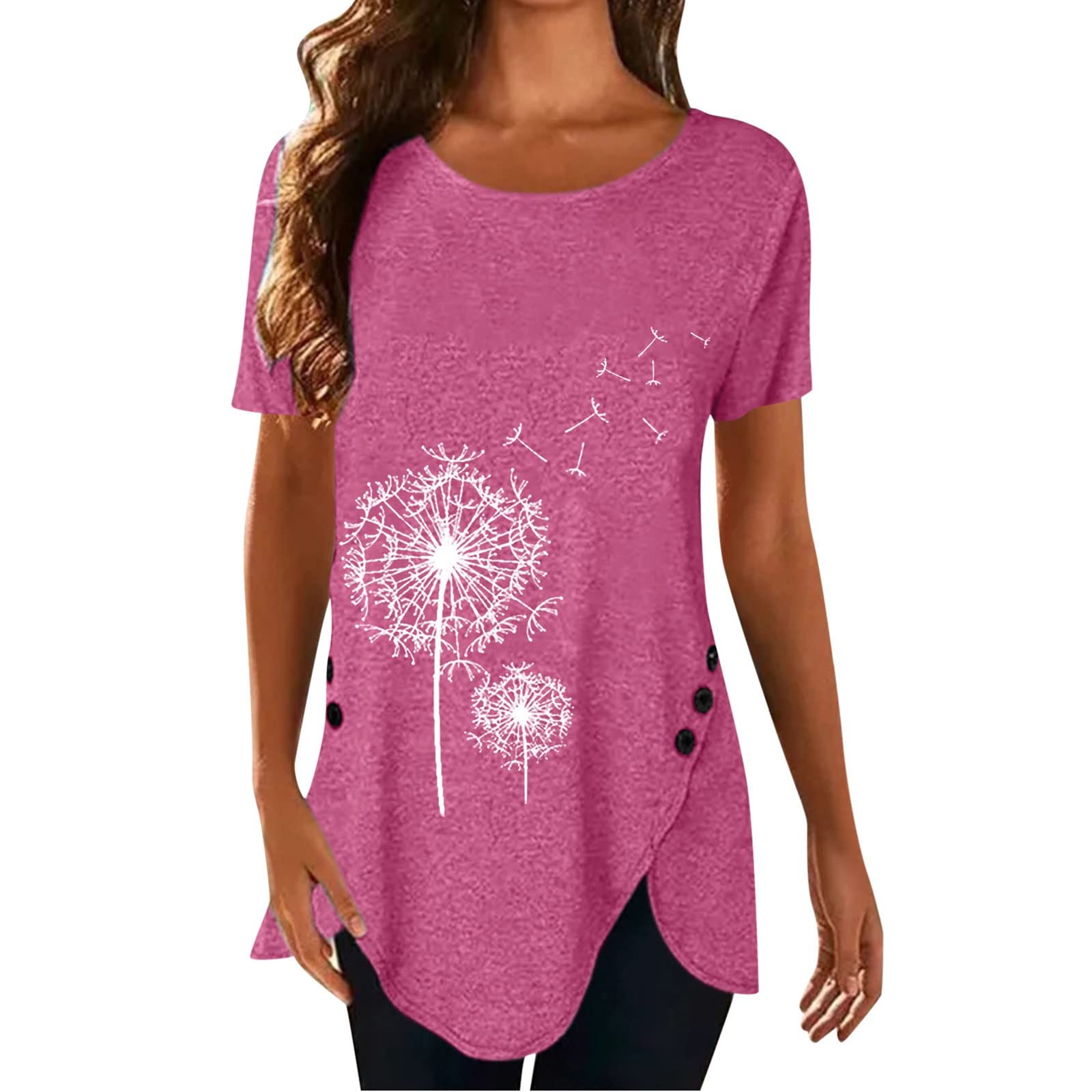 Women's Summer Short Sleeve Tunic Tops - Casual Crewneck Loose Blouse for Leggings | Perfect for Yoga, Work & Everyday Wear