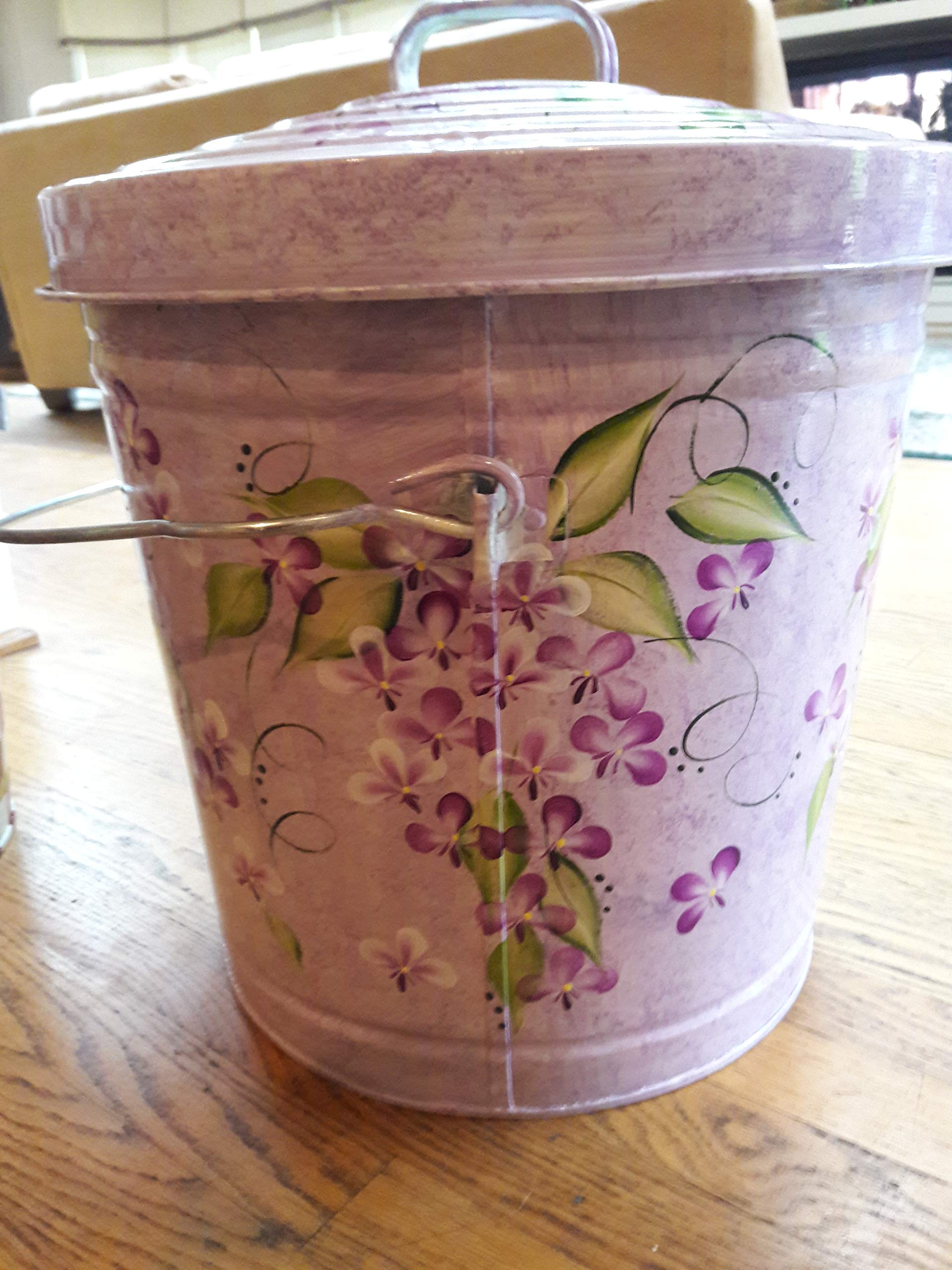 10 Gallon Hand Painted Decorative Trash Can - Elegant Waste Bin for Kitchen, Bathroom & Office - Eco-Friendly Garbage Can with Artistic Designs for Home Decor