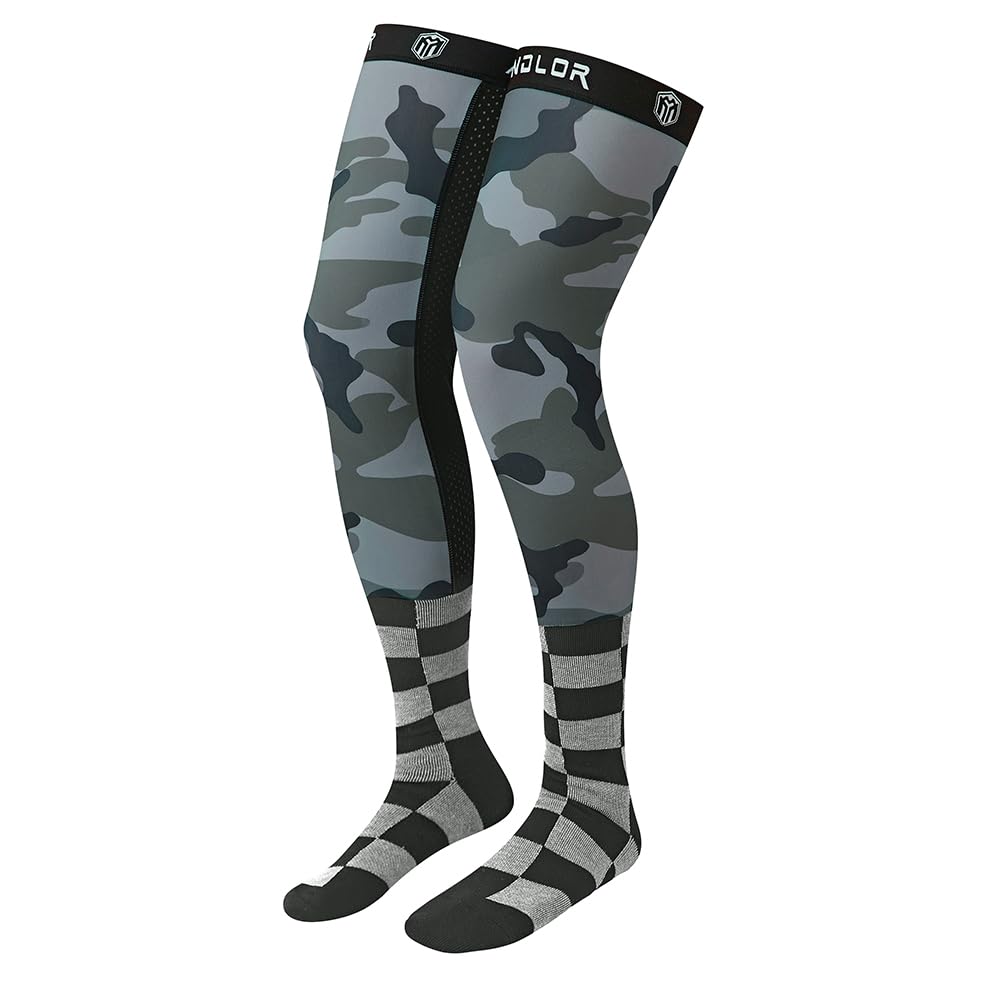 Motorcycle Riding Socks for Men & Women - Breathable Motocross Dirt Bike Socks with Knee Brace Support - Perfect for MX Racing, Off-Road Biking & Motorcycle Adventures