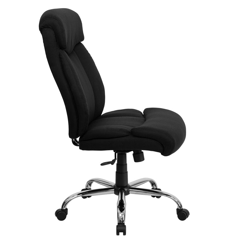 FLASH HERCULES Series Big & Tall 400 lb. Capacity Black Fabric Executive Ergonomic Office Chair with Chrome Base - Perfect for Home Office, Gaming, and Heavy-Duty Workspaces