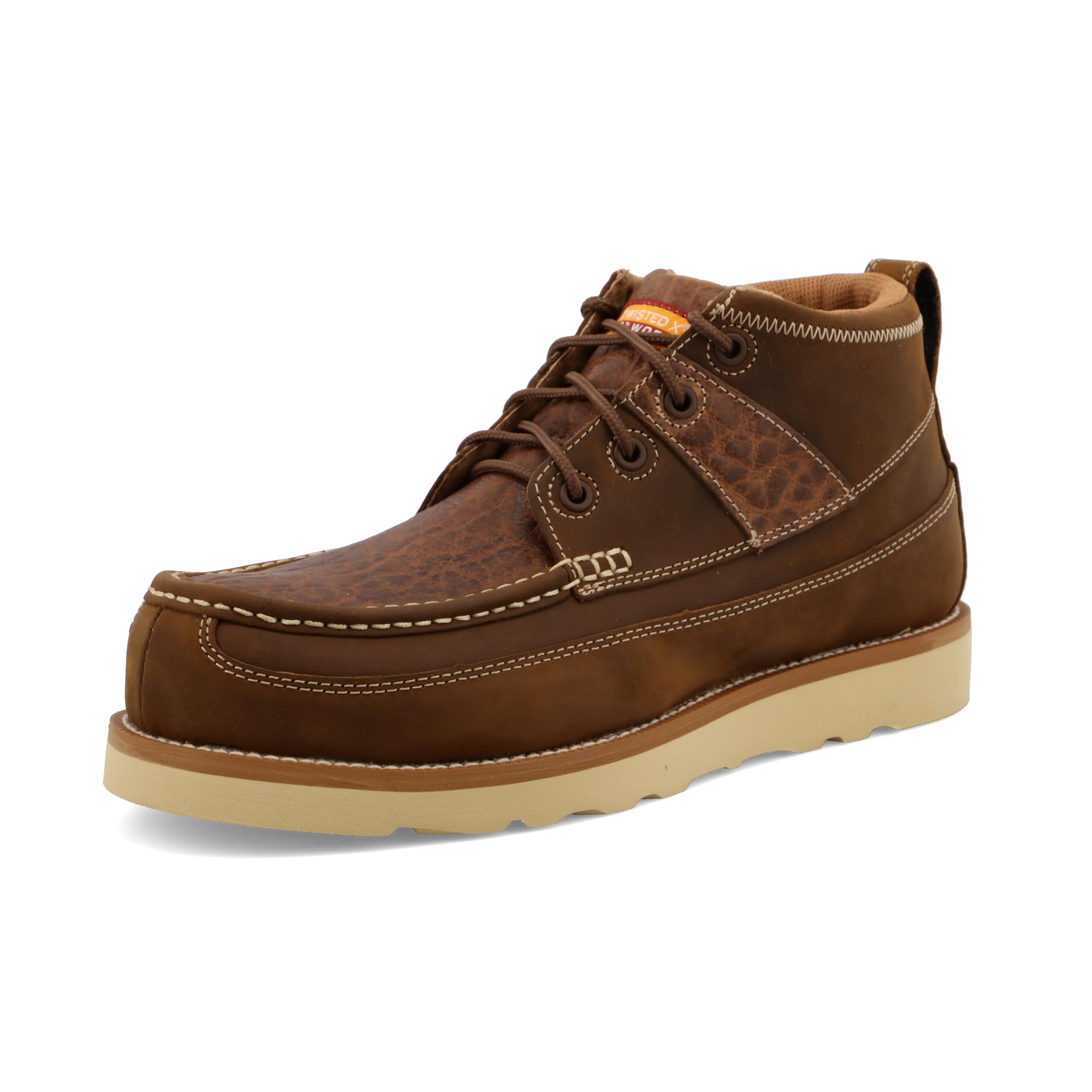 Twisted X Men's 4 Inch Work Boots with Wedge Sole & Nano Toe - Comfortable CellSole Technology in Distressed Saddle & Cognac - Size 7.5 M US - Perfect for Construction, Ranch Work & Outdoor Activities