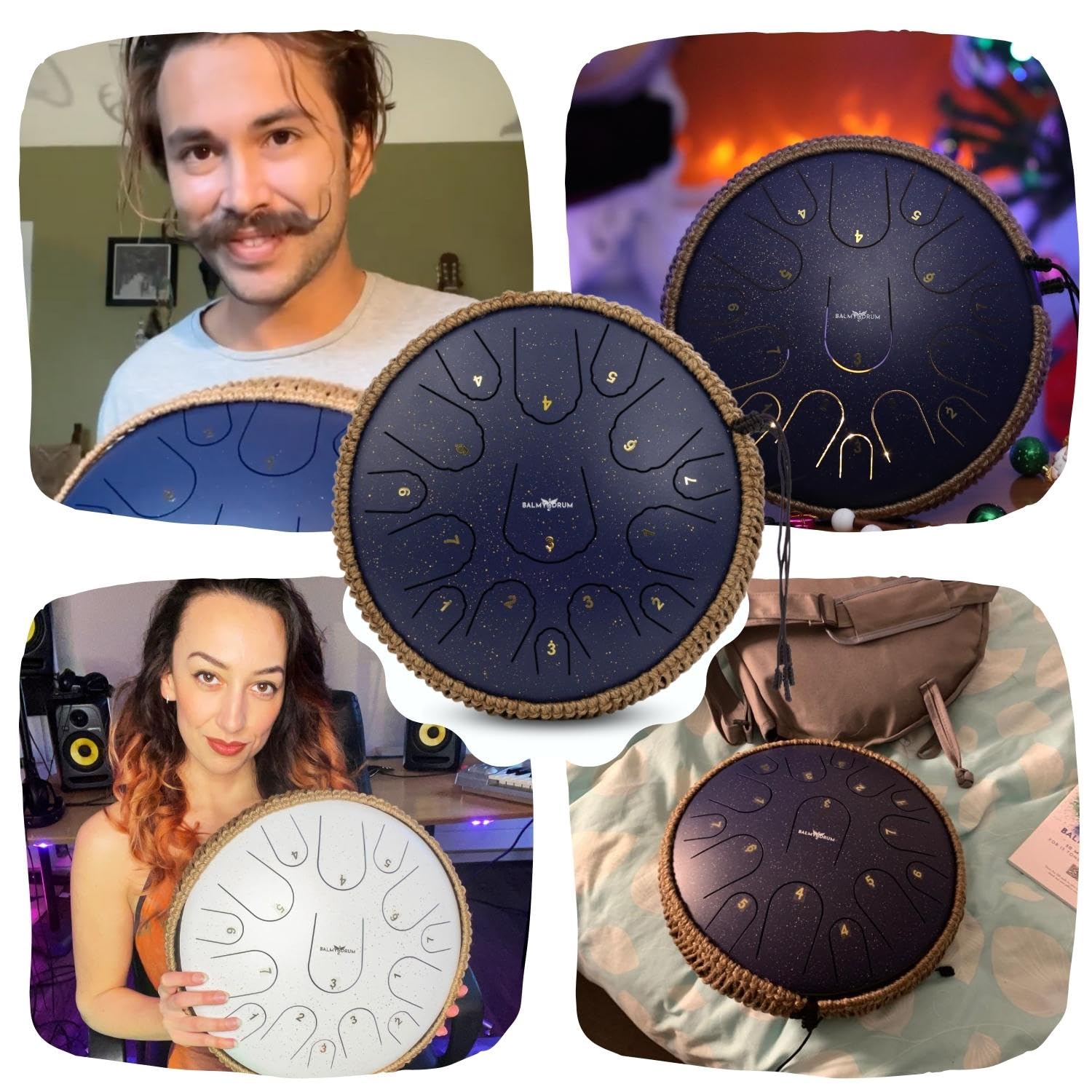 15-Note 14-Inch Steel Tongue Drum - Professional Handpan Instrument for Kids & Adults with Music Book, Mallets & Carry Bag | Perfect for Meditation, Music Therapy, Yoga & Family Entertainment (White)
