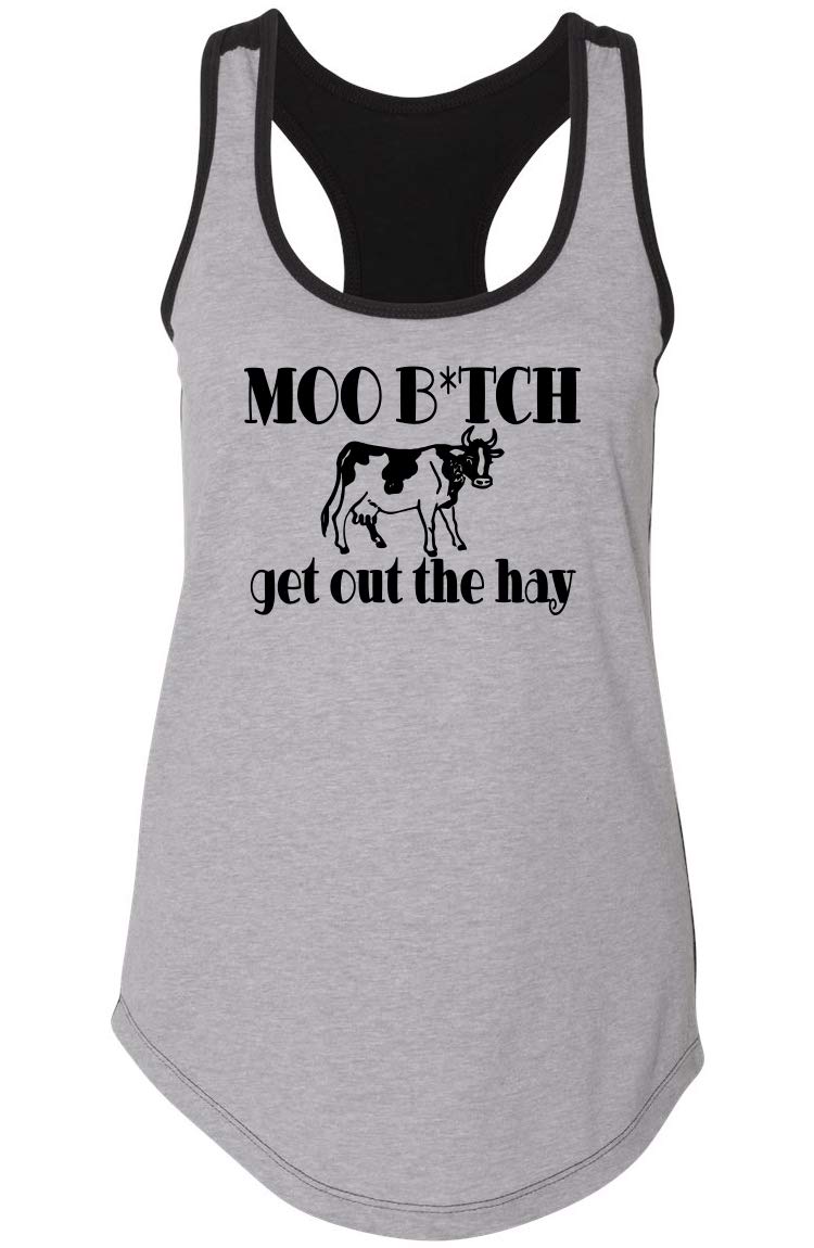 Funny Women's Racerback Tank Top - 'Move Bitch Get Out The Hay' Slogan Shirt for Casual Wear, Gym & Bachelorette Parties