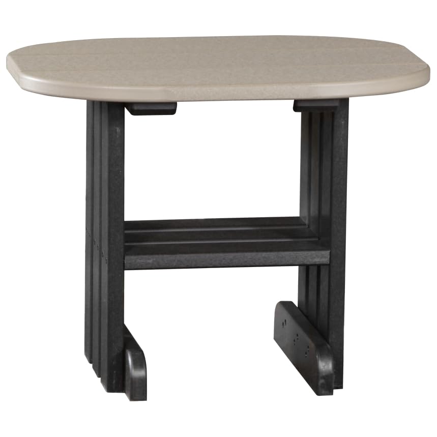 Furniture Barn USA Poly Lumber End Table - Weatherwood & Black Finish - Durable Outdoor Patio Side Table for Garden, Poolside or Deck