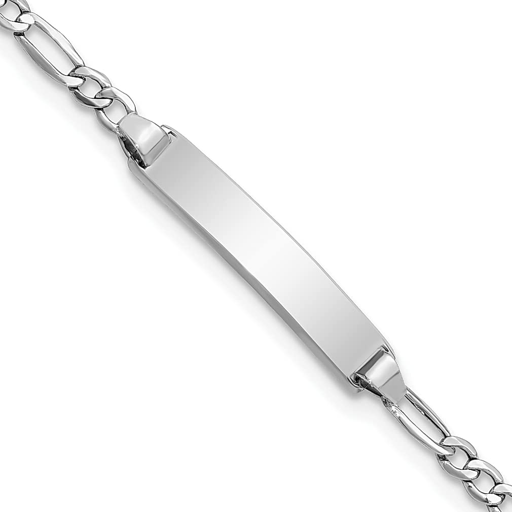 14K White Gold Figaro Link Bracelet for Women - 7 Inch Adjustable Fine Jewelry - Elegant Gift for Her - Perfect for Anniversaries, Birthdays & Special Occasions