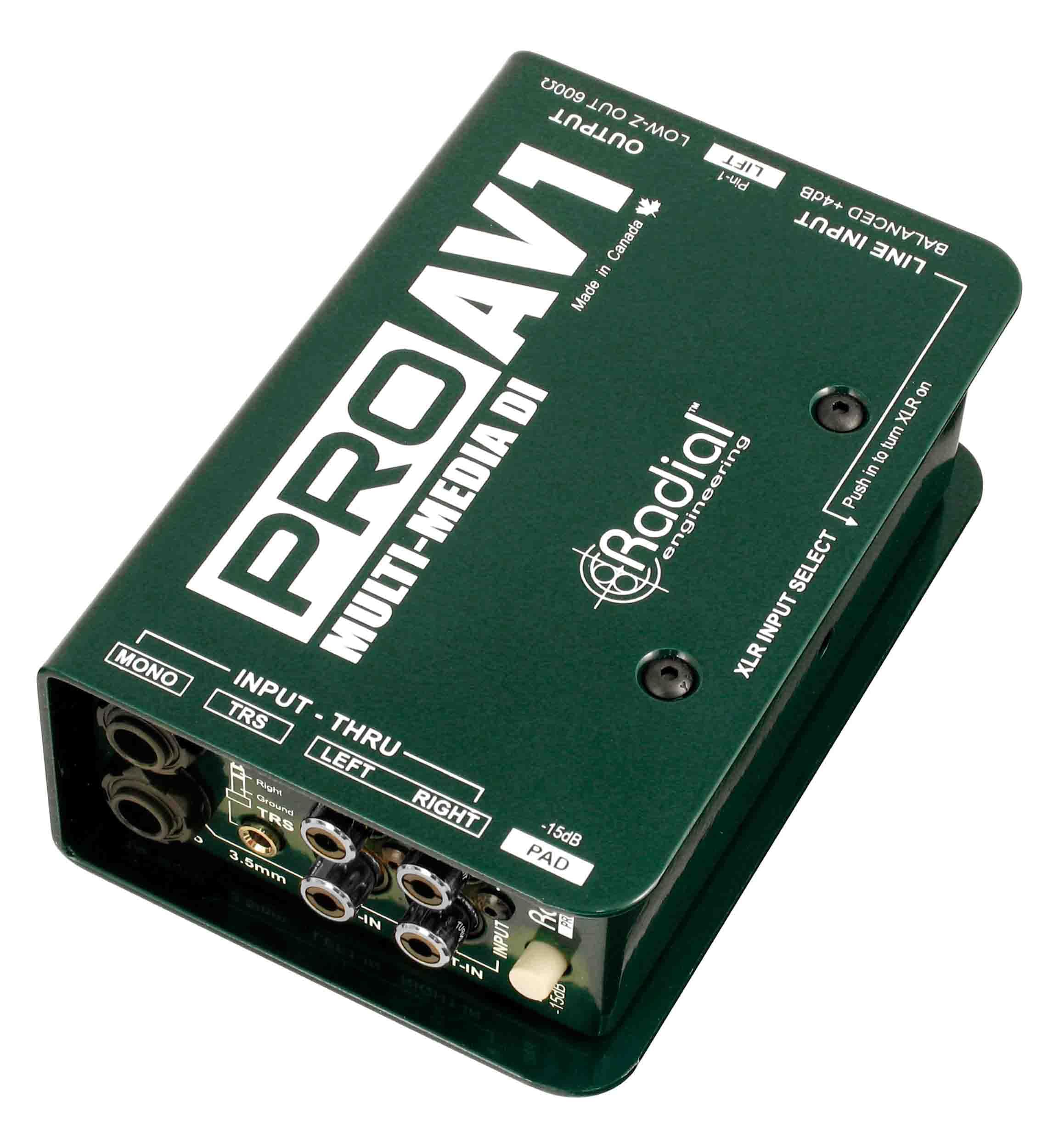 Radial Engineering Pro AV1 Direct Box (R8001112) - Premium Audio DI Box for Live Sound, Recording & Studio Use