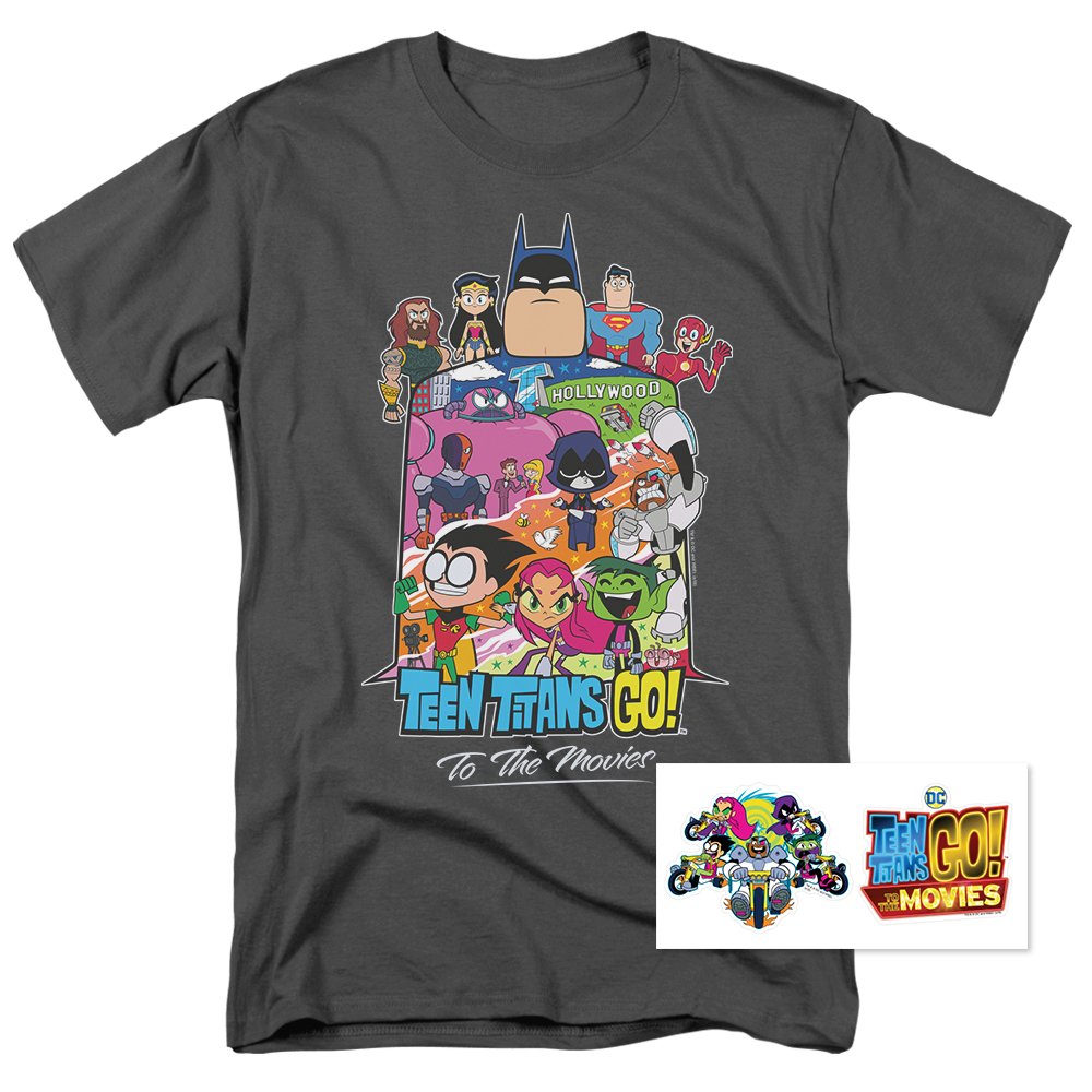Popfunk Classic Teen Titans Go! to The Movies Hollywood T-Shirt & Stickers - Official Cartoon Merchandise for Fans, Cosplay, and Comic Con Events
