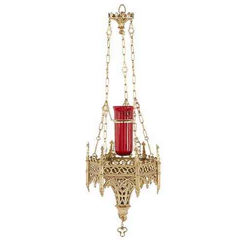Christian Ornate Hanging Sanctuary Lamp - Vintage Church Decor for Prayer Altar, Home Chapel & Religious Spaces