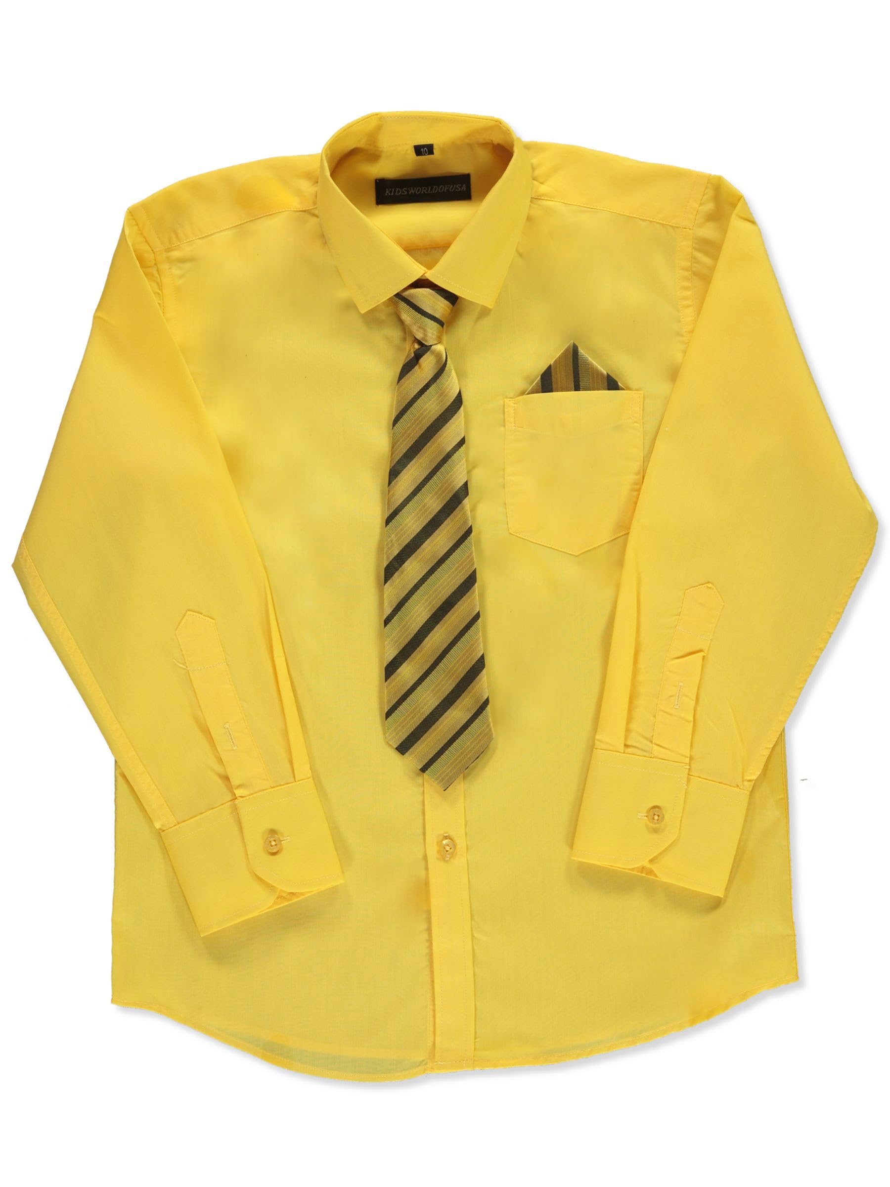 Boys' Dress Shirt & Tie Set | Kids Formal Wear | Patterned Necktie & Shirt Combo | Perfect for School, Weddings & Special Occasions