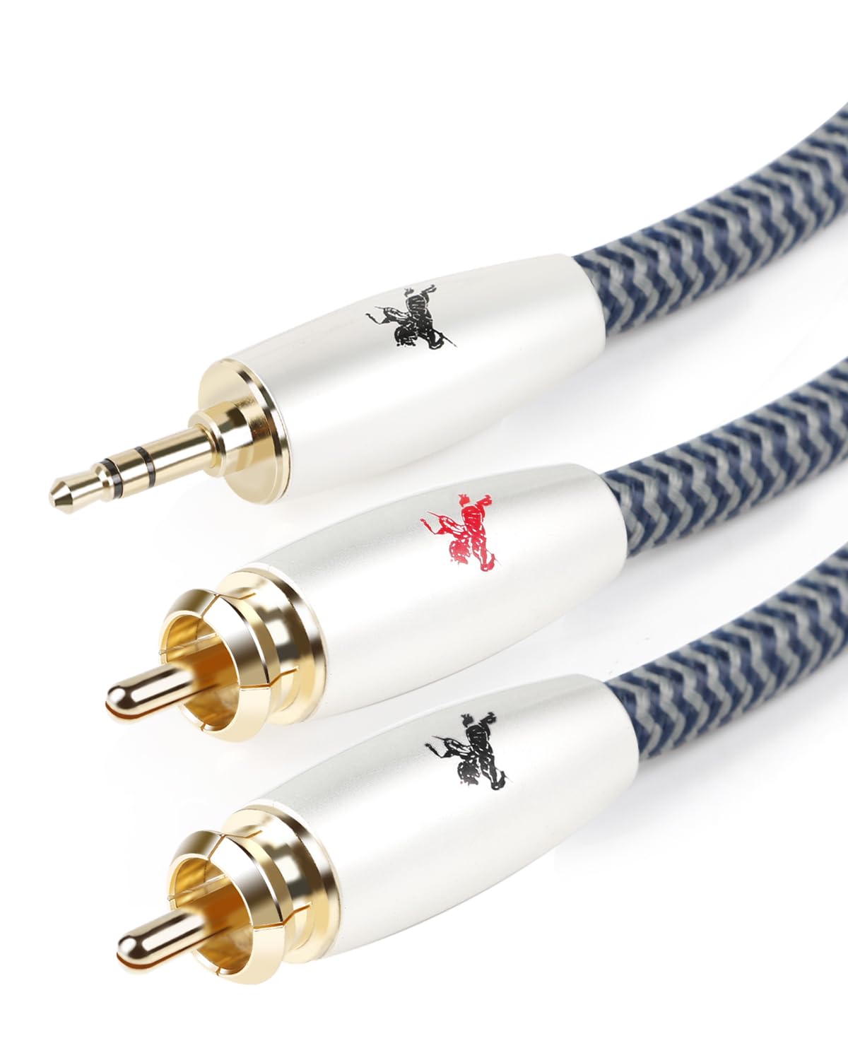 3.5mm to 2RCA Audio Cable - Gold Plated Aux to RCA Adapter - 3.28ft Braided Subwoofer Cable for Home Theater, Car Audio, and Speaker Systems - Male to Male Stereo Y-Cord for Enhanced Sound Quality