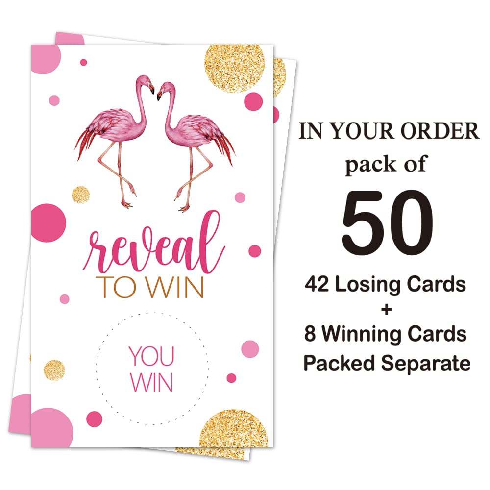 50 Pack Flamingo Bridal Shower Scratch Off Game Cards - Fun Wedding Party Games for Bridal Showers, Country Weddings & Baby Showers - Perfect for Bachelorette Parties & Bridal Lottery Tickets