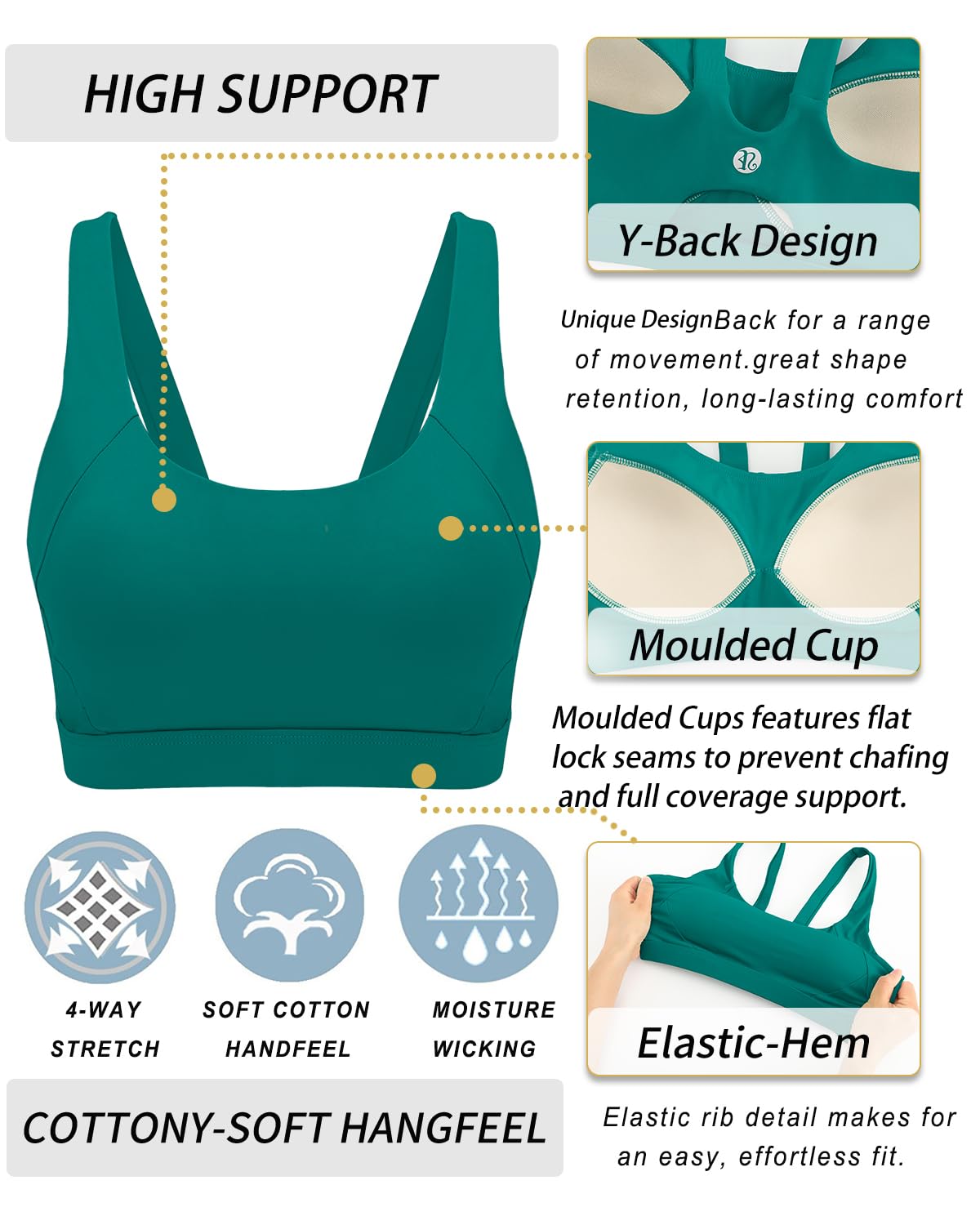 High Impact Sports Bra for Women - RUNNING GIRL Molded Cup Workout Bra with Maximum Support for Running, Yoga & Gym Training | Perfect for High-Intensity Workouts & Active Lifestyles