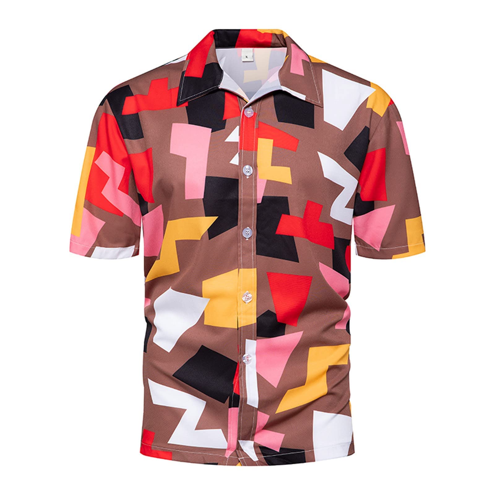 Men's Short Sleeve Hawaiian Shirt - Floral Tropical Button Up Shirt for Summer, Casual Slim Fit Beach Tops | Perfect for Vacation, Pool Party & Outdoor Activities