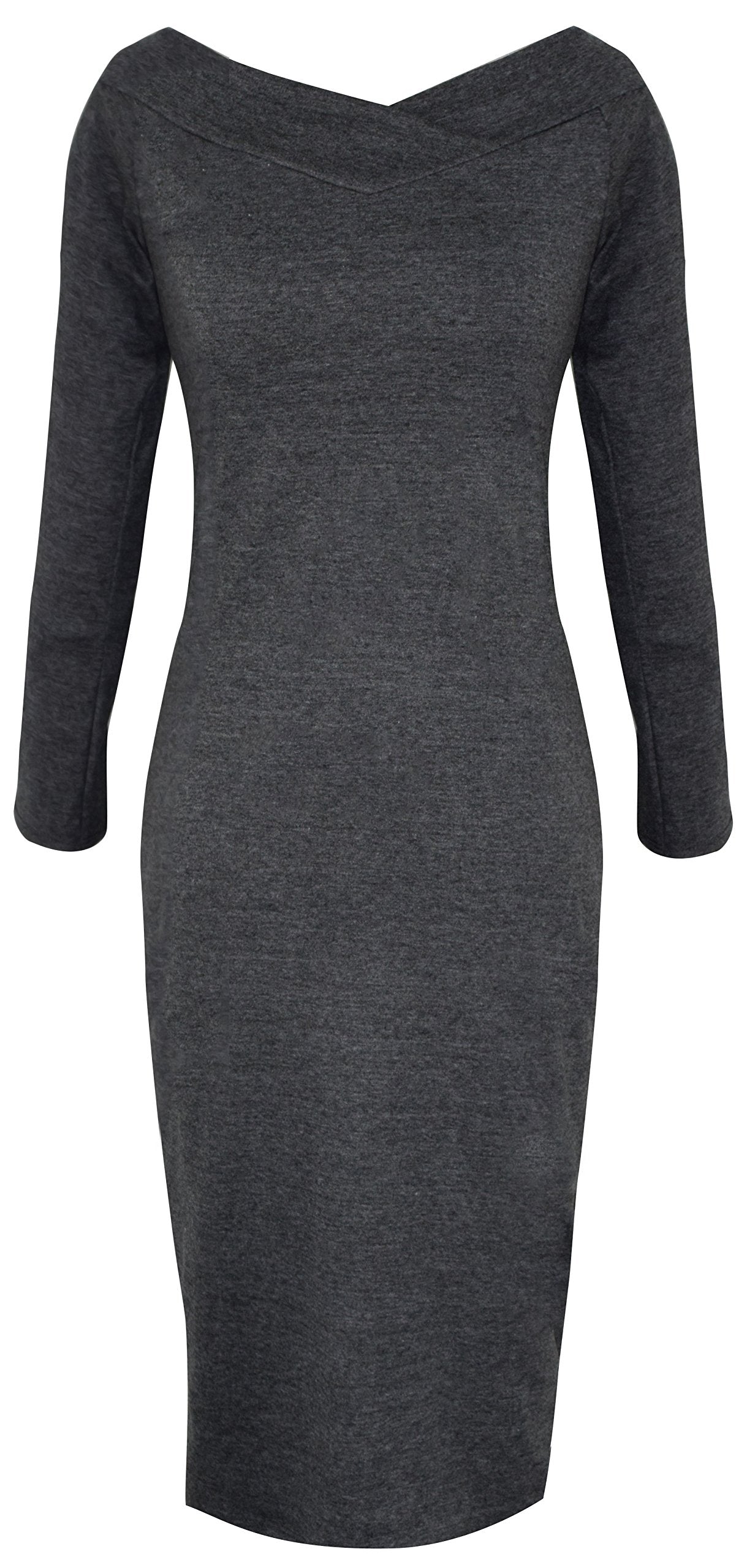 Women's Slimming Bodycon Dress - Midi Length Solid Color Stretchy Figure-Hugging Party & Cocktail Dress for Night Out, Date Night, Clubwear