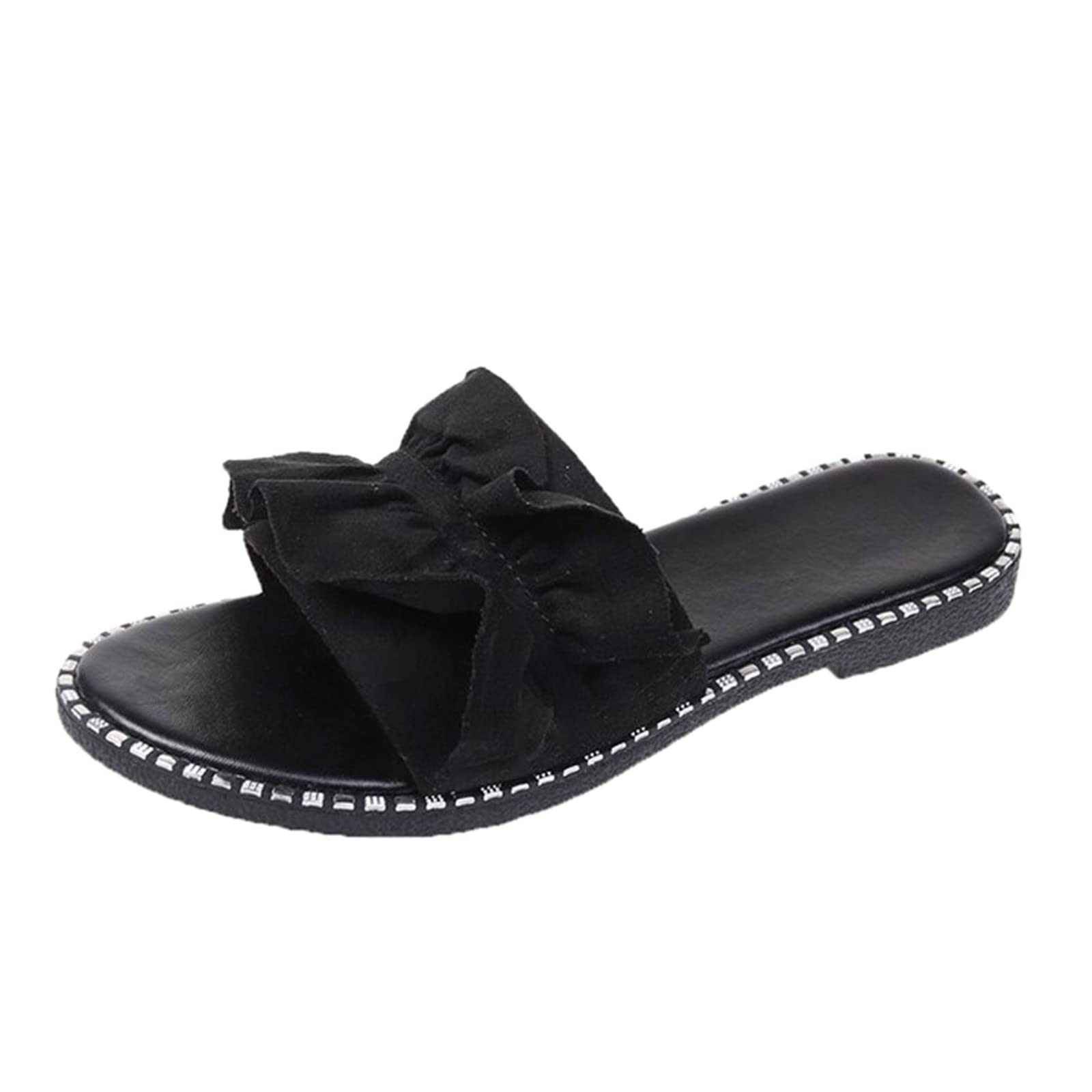 Women's Black Sandals - Fashion Casual Breathable Flat Slippers for Indoor & Outdoor Wear | Perfect for Home, Beach, and Leisure Activities