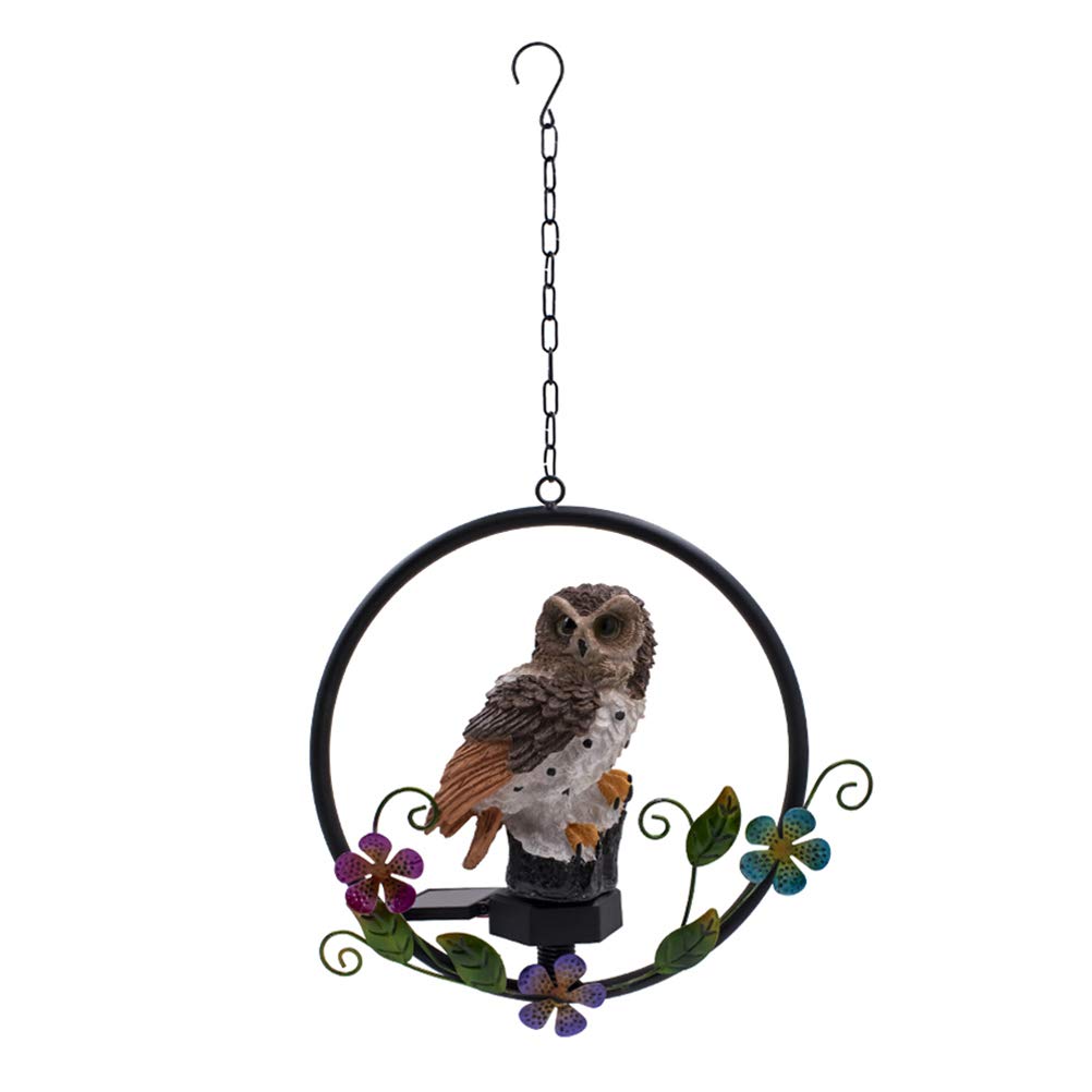 Solar Powered LED Owl Lantern - Outdoor Hanging Solar Light for Garden, Pathway, Patio, Courtyard - Warm White Landscape Lighting for Nighttime Decoration & Safety (Brown)