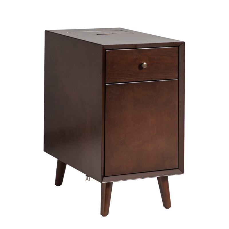 Vira End Table with Storage & Built-in Outlets - Modern Side Table with USB Charging Ports & Power Outlets for Living Room, Bedroom, Office - Perfect Nightstand or Sofa Side Table