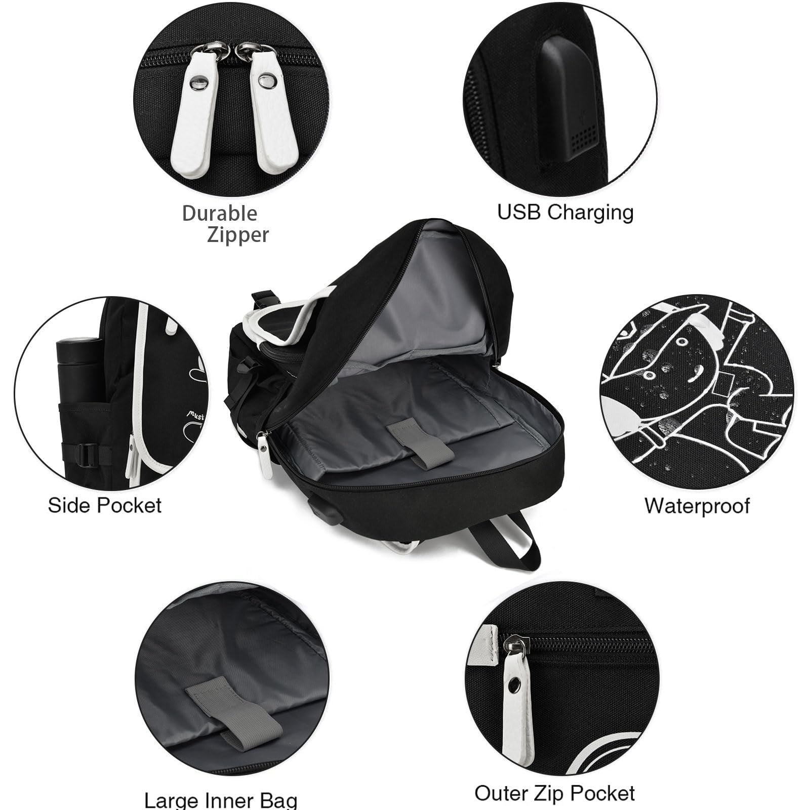 Kids School Backpack with Luminous Anime Design - Lightweight Skateboard Backpack for Teen Boys & Girls, College Laptop Bookbag - Perfect for School, Travel & Daily Use