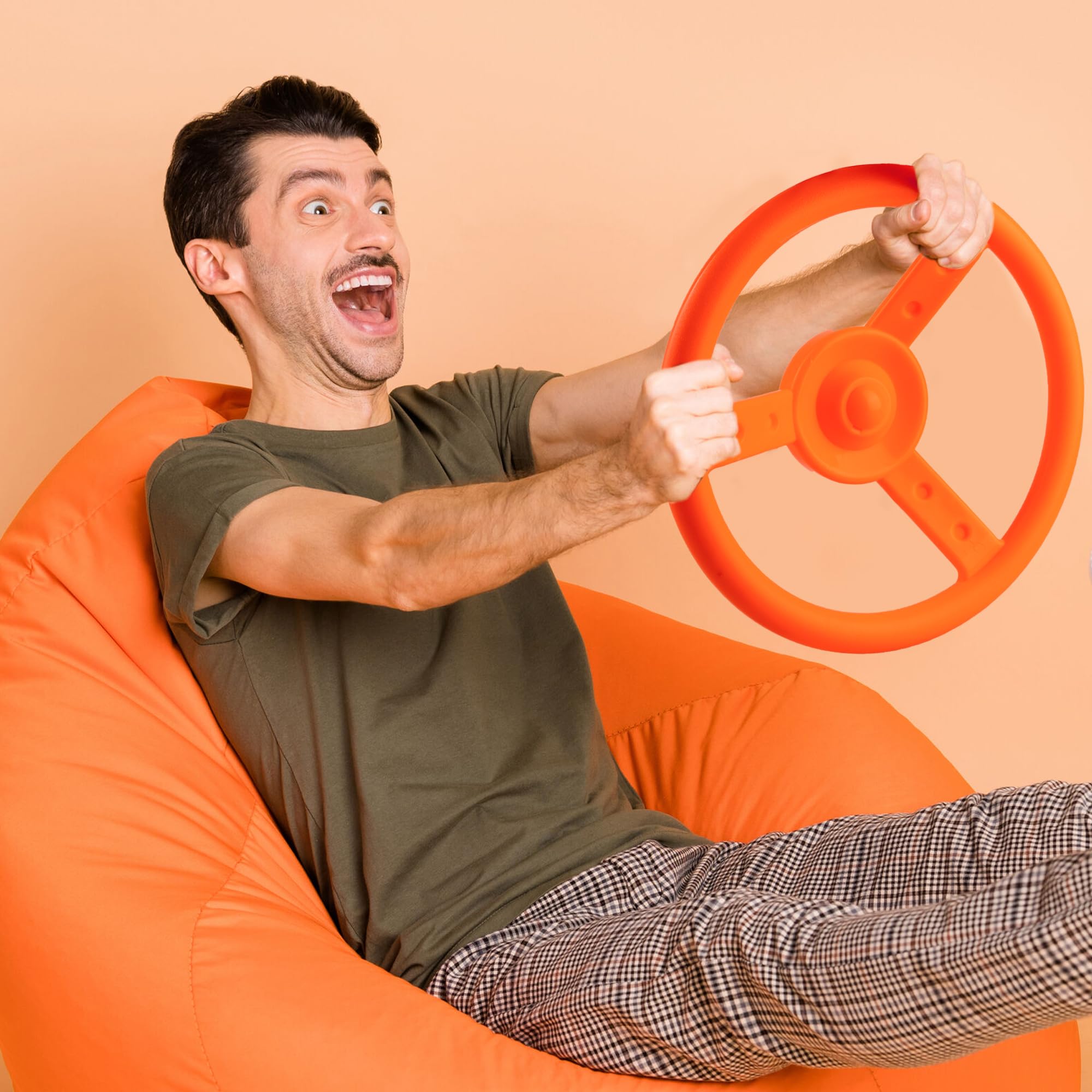 Outdoor Playground Steering Wheel - Durable Plastic Swingset & Pirate Ship Playset Accessory for Backyard, Treehouse, Jungle Gym (Orange) - Perfect for Kids' Pretend Play & Outdoor Adventures