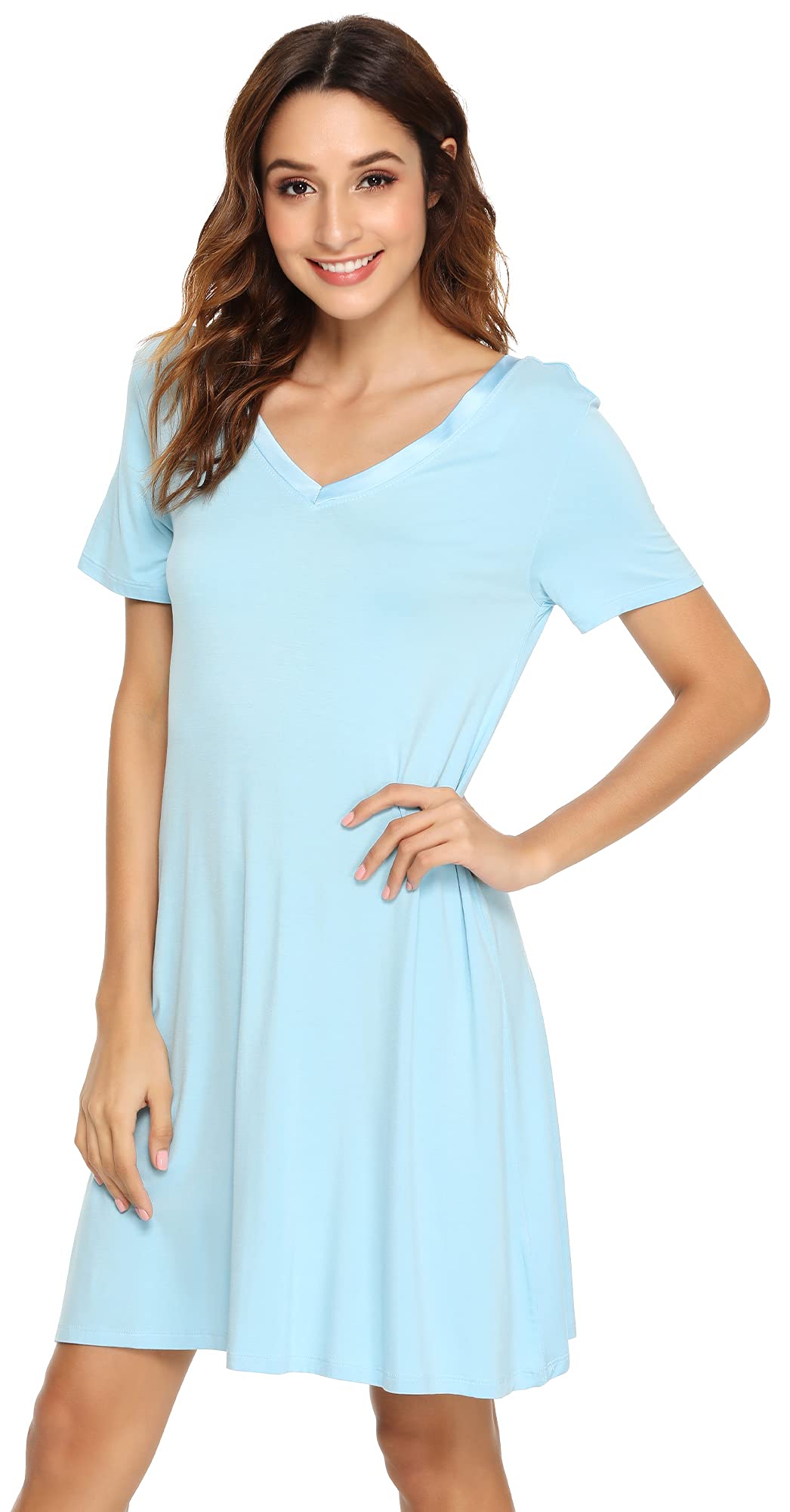 Soft Viscose Bamboo Nightgowns for Women - Plus Size Short Sleeve Sleepwear S-4X | Comfortable Pajama Dress for Lounge, Sleep & Maternity Wear