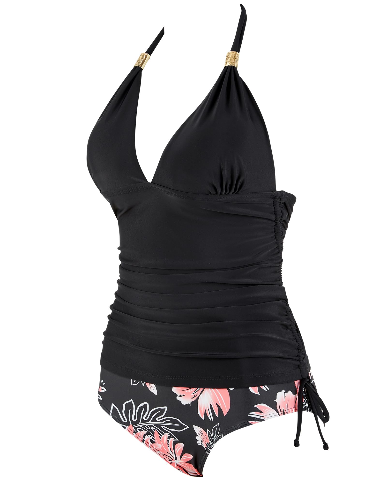 SUUKSESS Women's Sexy Halter Tankini Swimsuit 2 Piece Set - Slimming Tummy Control Bathing Suit for Beach, Pool & Vacation | Plus Size Swimwear for Women