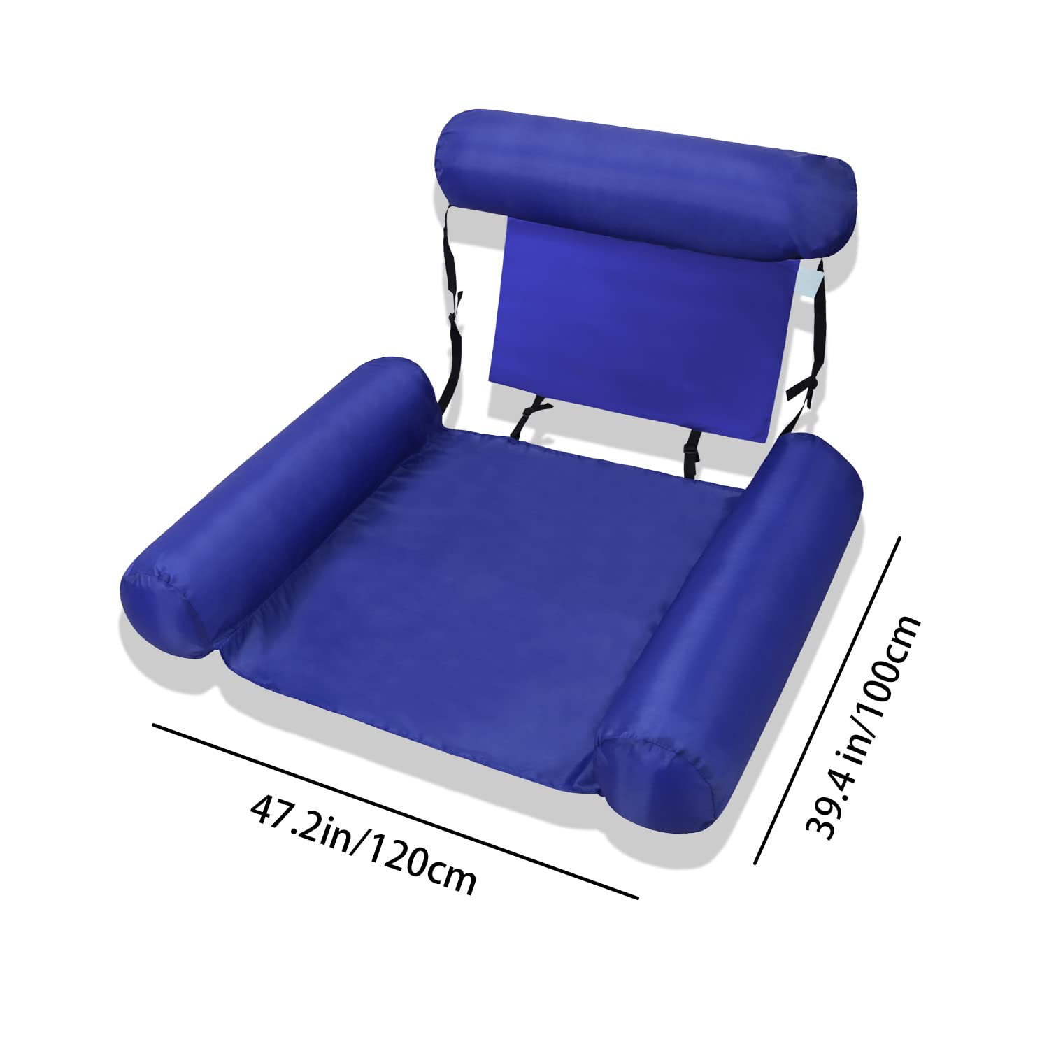 **Inflatable Water Pool Chairs for Adults – 2 Pack Portable Floating Lounge with Airbag Backrest – Comfortable Pool Hammock for Beach, Lake & Swimming – Blue (Great for Relaxing, Sunbathing & Floating)**