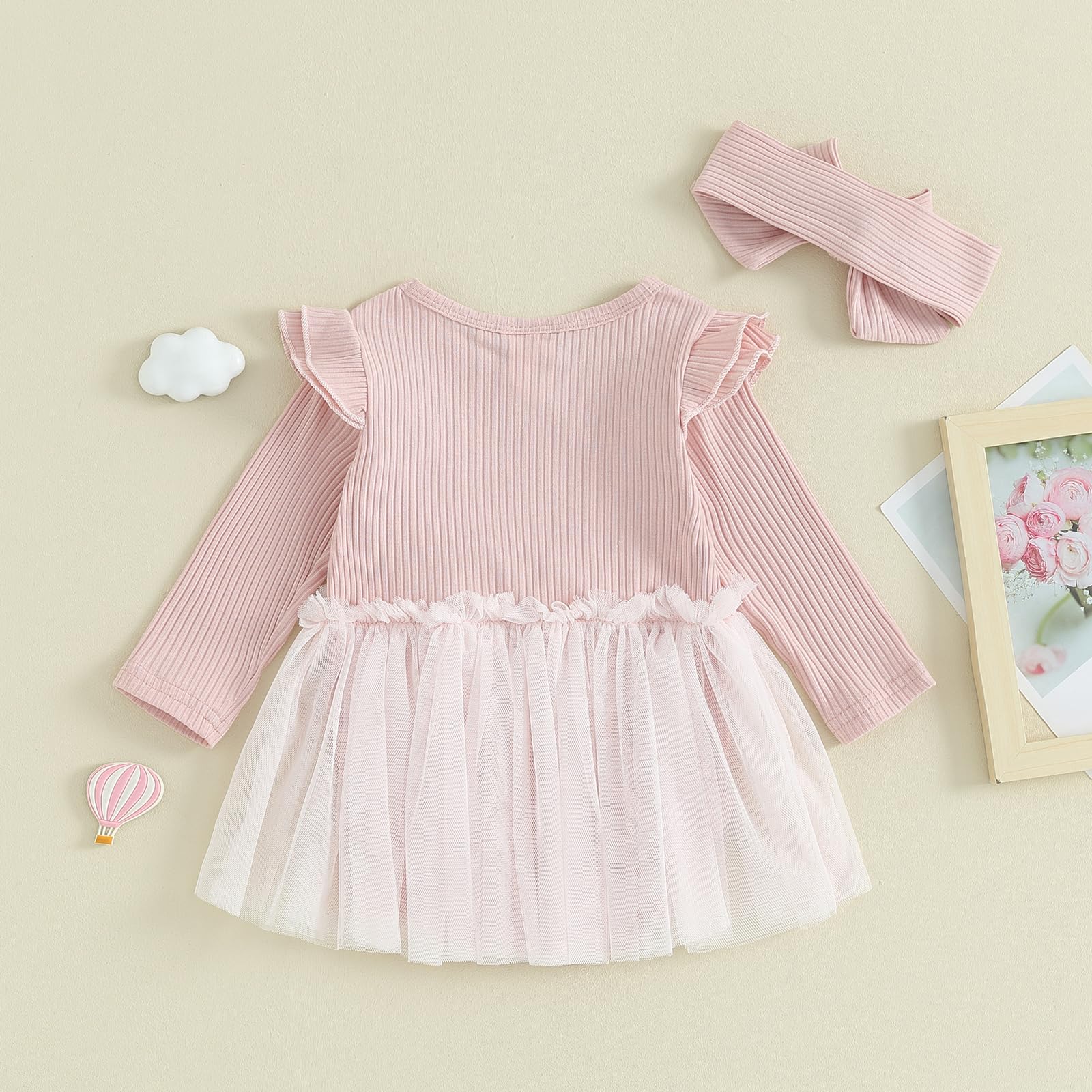 Adorable Baby Girl Fall Winter Outfits - Long Sleeve Romper Dress with Skirt | Princess Style Newborn Clothes | Perfect for Holidays, Family Photos & Special Occasions
