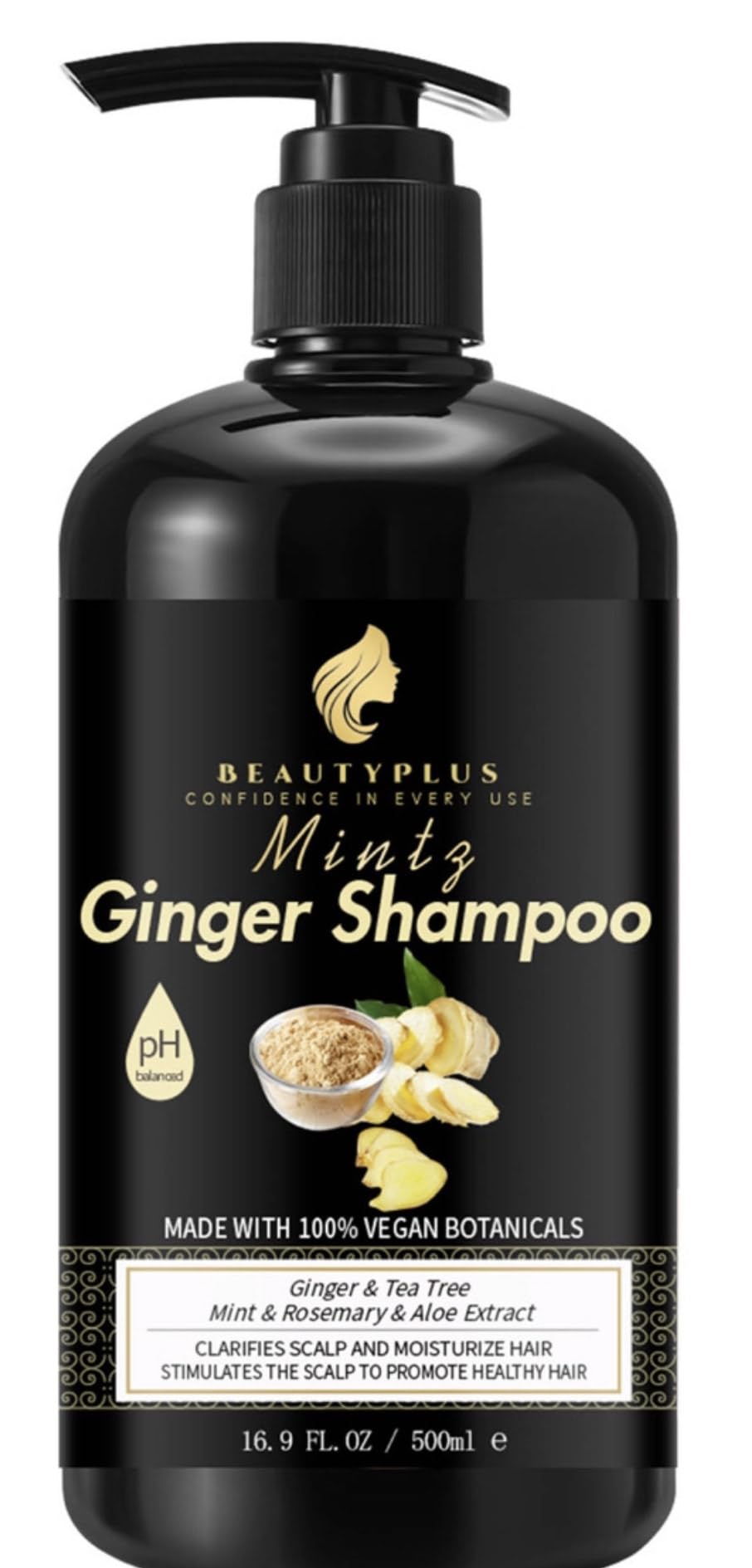 Mintz Ginger Shampoo for Hair Growth & Scalp Care - Natural Volumizing Shampoo with Ginger Extract for Thicker, Healthier Hair - Perfect for Daily Use & Hair Loss Prevention