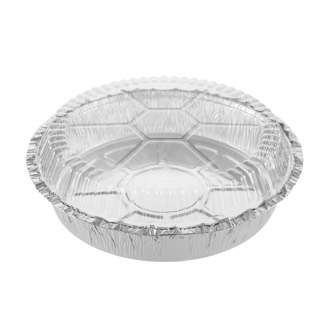 Restaurantware 100-Pack Clear Plastic Dome Lids for 8-Inch Aluminum Takeout Containers - Foil Lux Design, Pans Sold Separately - Perfect for Food Delivery, Catering & Restaurant To-Go Orders
