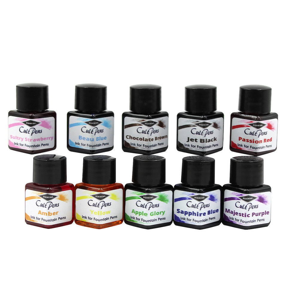 Diamine Ink Bottles - Set of 10 (12ml Each) Vibrant Pride Colors for Fountain Pens - Perfect for Calligraphy, Journaling & Artistic Writing