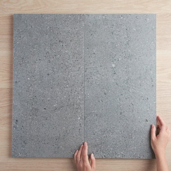 Hamilton Matte Charcoal Concrete Look Tile - Premium Peel and Stick Wall Tiles for Kitchen Backsplash, Bathroom, and Home Decor | Easy DIY Installation | Waterproof & Durable