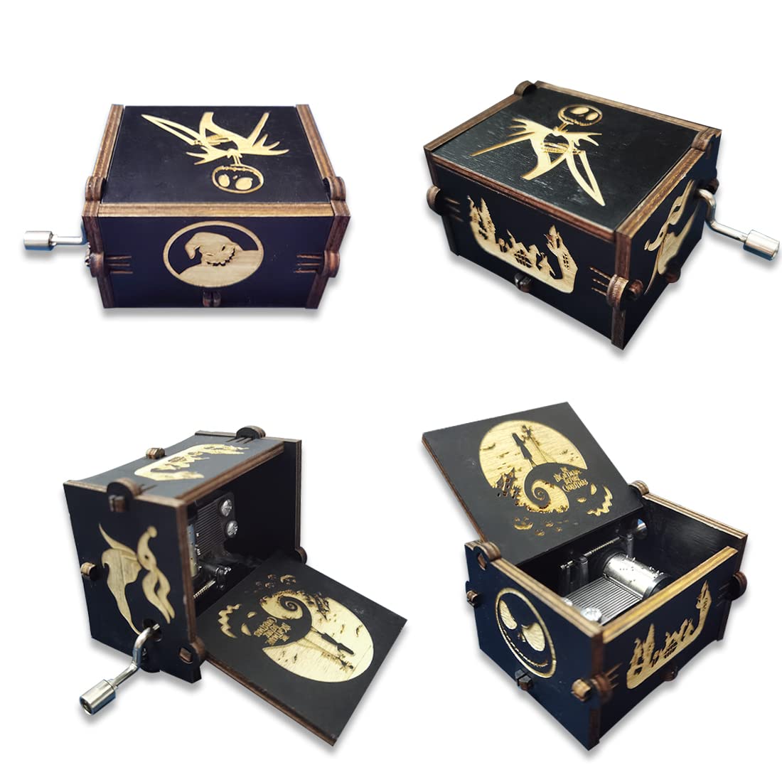 Hand-Carved Wooden Nightmare Before Christmas Music Box - Unique Gift for Girlfriend, Boyfriend, Birthday, Christmas & Halloween - Perfect for Home Decor, Collectibles & Romantic Surprises