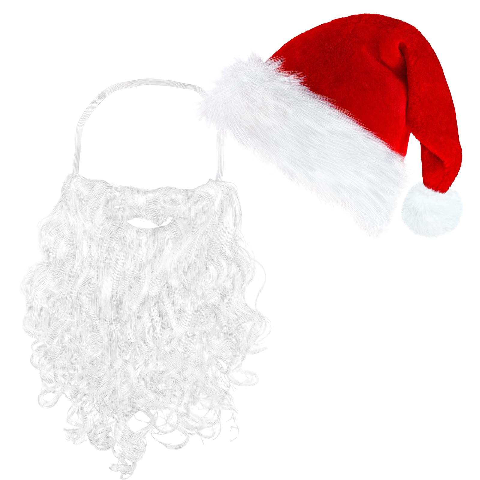 Santa Hat and Beard Set for Adults - Christmas Costume Accessories with Face Cover for Men & Women | Perfect for Holiday Parties, Family Photos & Festive Decorations