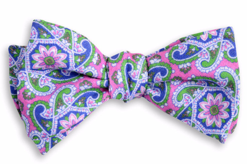 Stylish Pink Derby Paisley Bow Tie for Men - Elegant Formal Necktie for Weddings, Parties & Special Occasions