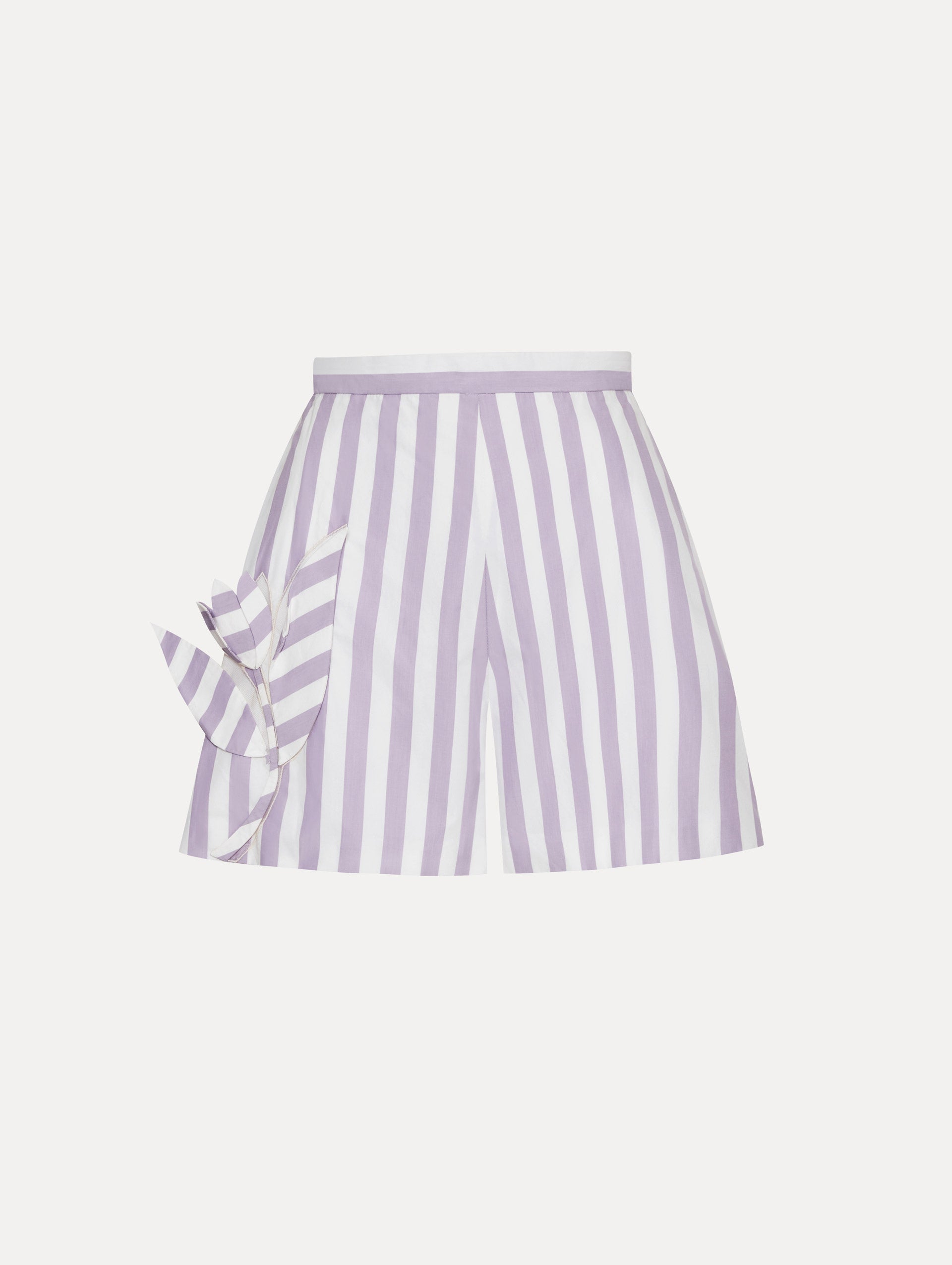 Floral Cutout Striped Shorts for Women - Summer High Waist Casual Shorts with Side Slits | Perfect for Beach, Vacation, and Everyday Wear