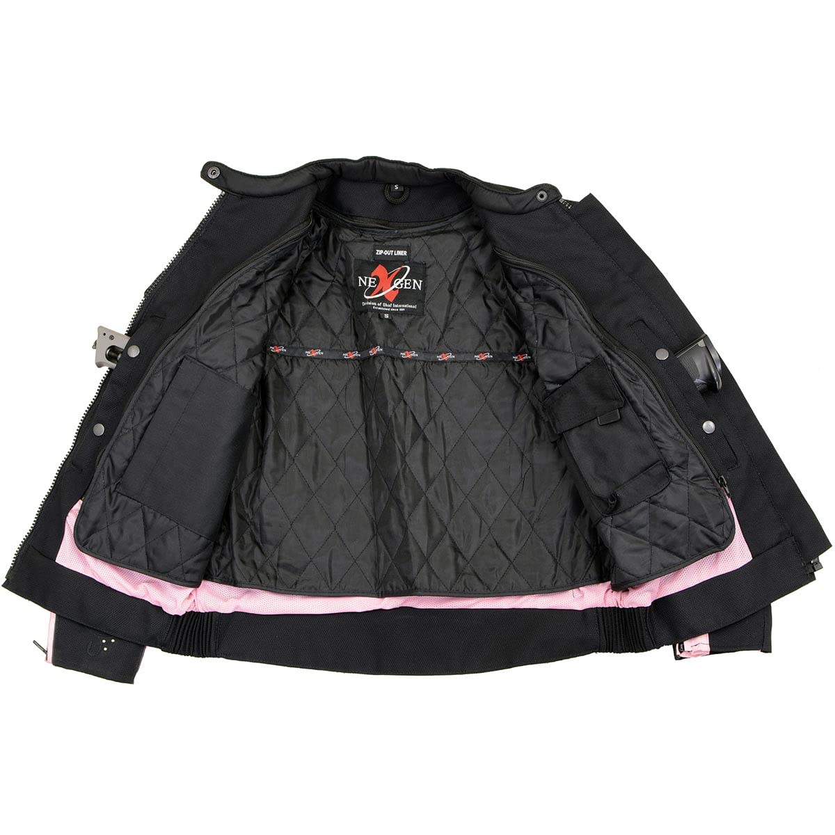 Milwaukee Leather SH1954 Women's Black Textile Motorcycle Jacket with Stud & Wings Detailing - Stylish Biker Jacket for Riding & Casual Wear