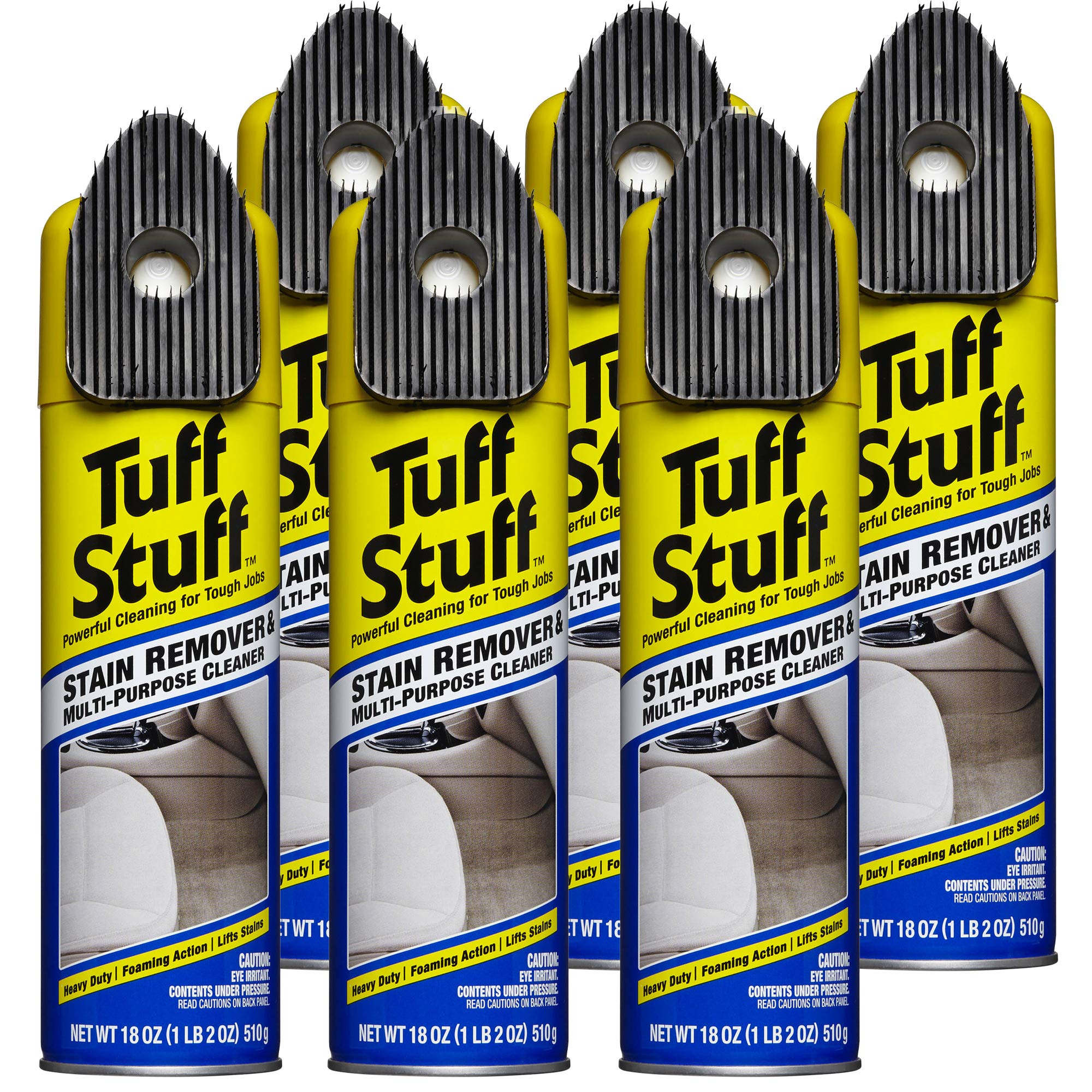 Tuff Stuff Multi-Purpose Foam Cleaner & Stain Remover - 18 Oz (6-Pack) for Car Upholstery, Home Furniture & Tough Stains | Heavy Duty Cleaning Solution