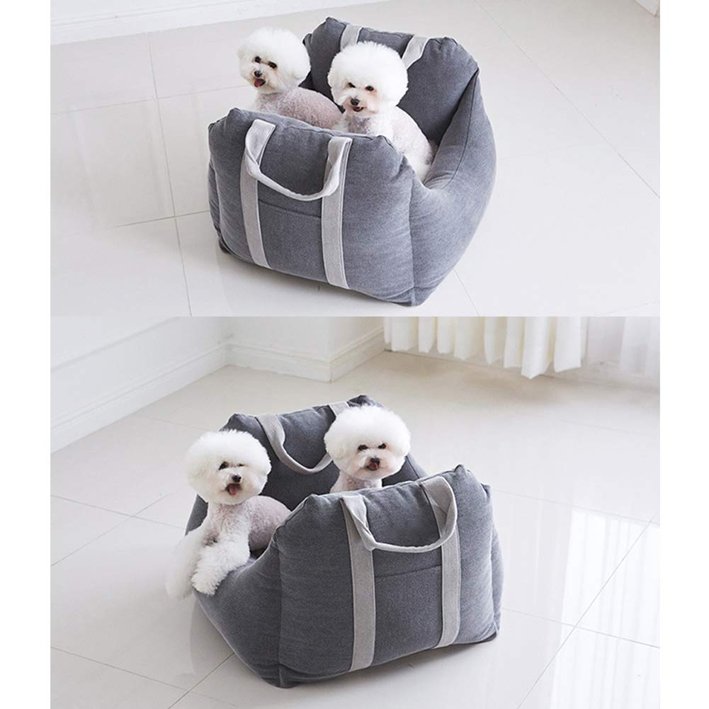 **Premium Dog Car Seat for Small & Medium Dogs - Travel Bed Carrier with Storage Pocket, Safety Leash & Non-Slip Bottom - Removable Washable Cover - Perfect for Road Trips & Daily Commutes**