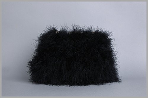 Women's Faux Fur Feather Clutch Shoulder Bag - Elegant Evening Purse for Parties, Weddings & Date Nights